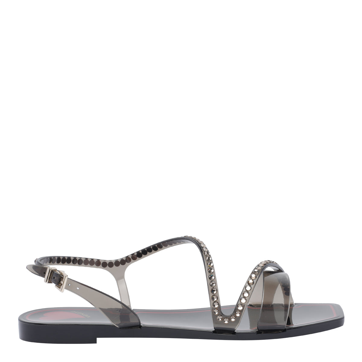 Menghi Sandals Black Rubber And Strass/rubber Sole