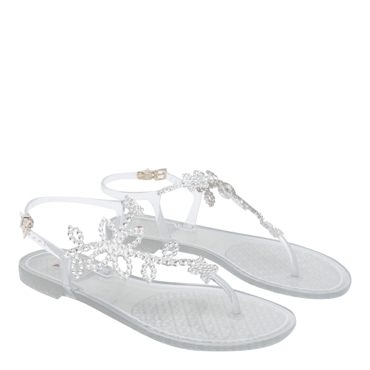 Menghi Sandals Silver Rubber And Strass/rubber Sole