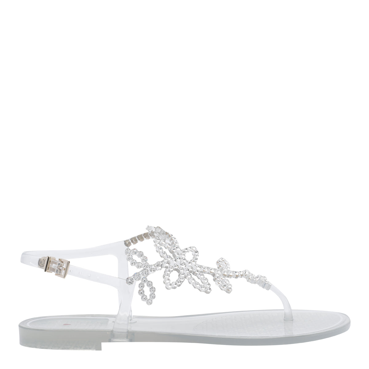 Menghi Sandals Silver Rubber And Strass/rubber Sole