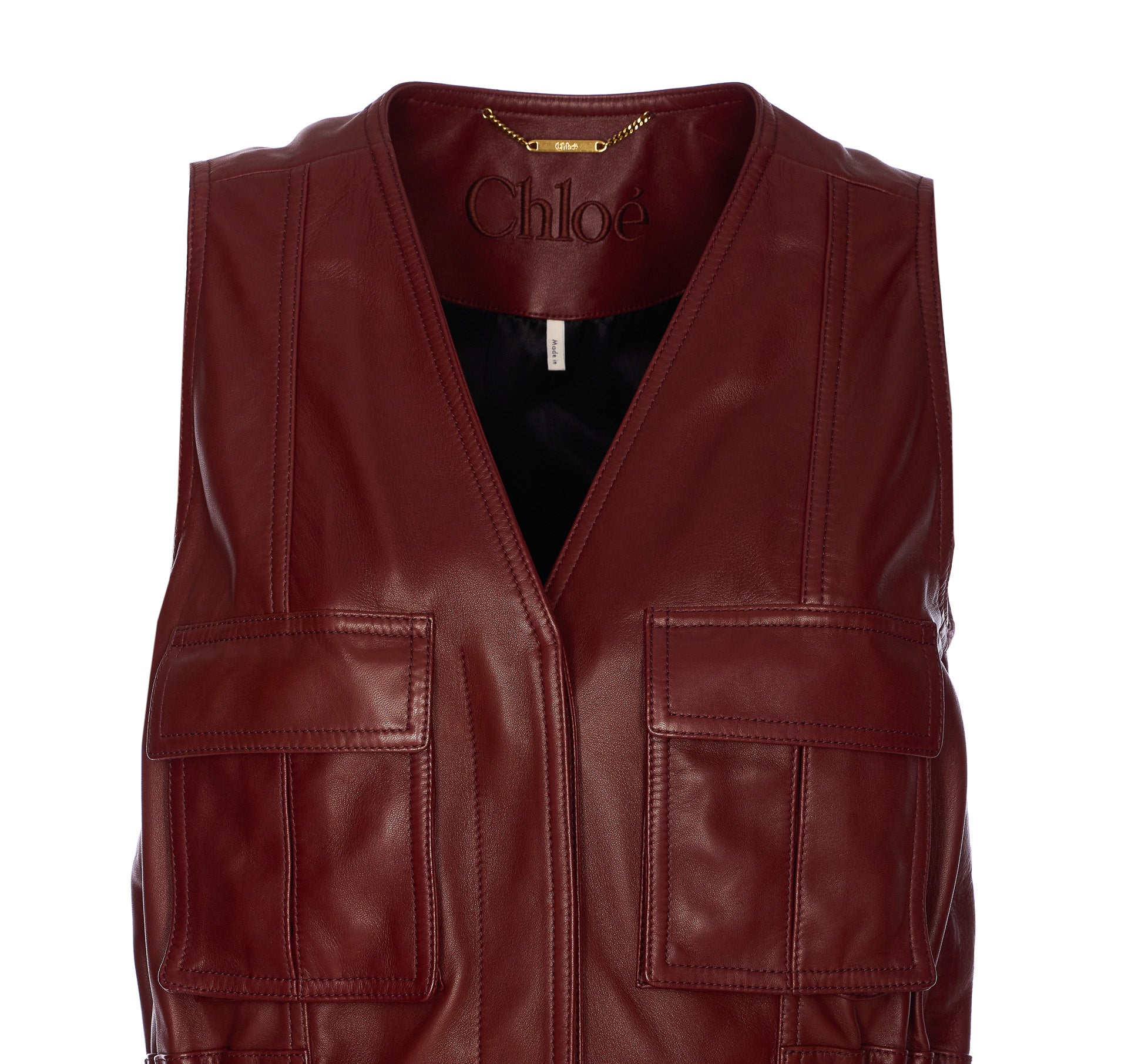 Chloè Dresses Bordeaux Lamb Leather