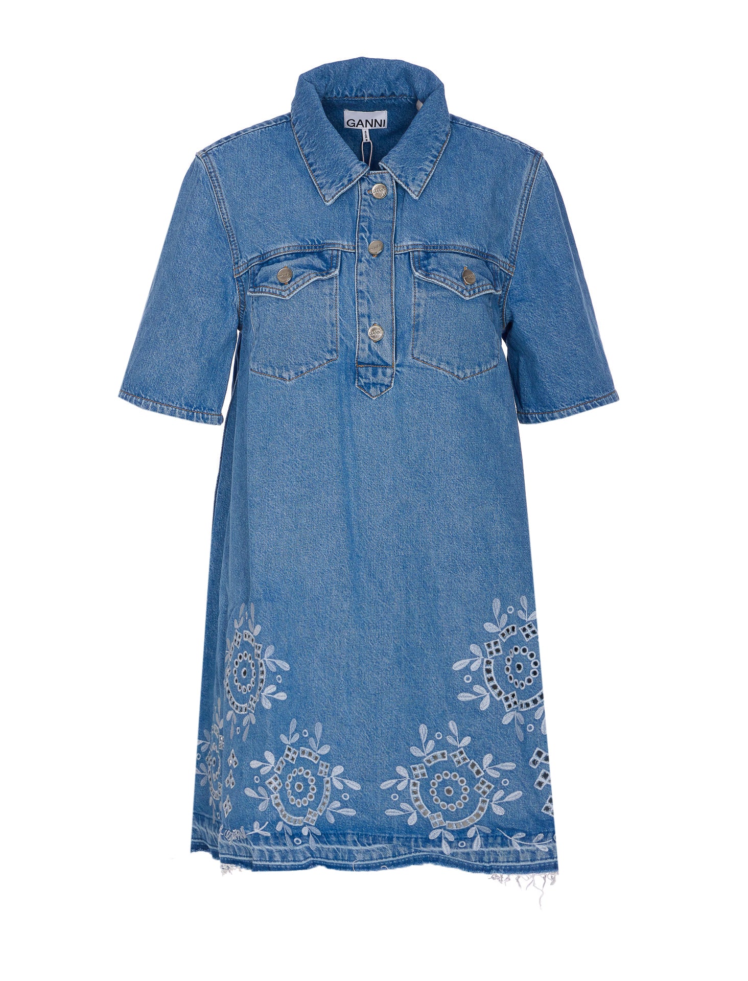 Ganni Dresses Blue Organic Cotton