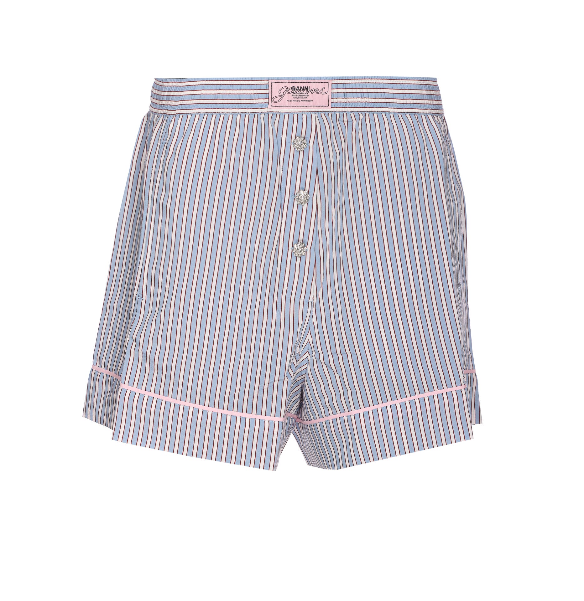 Ganni Shorts Blue Viscose