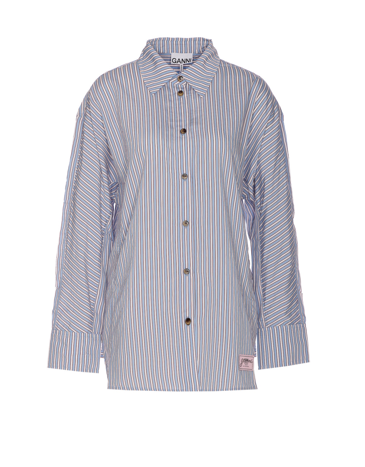 Ganni Shirts Blue Viscose
