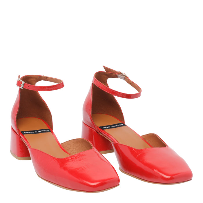 Angel Alarcon With Heel Red Patent Leather/rubber Sole