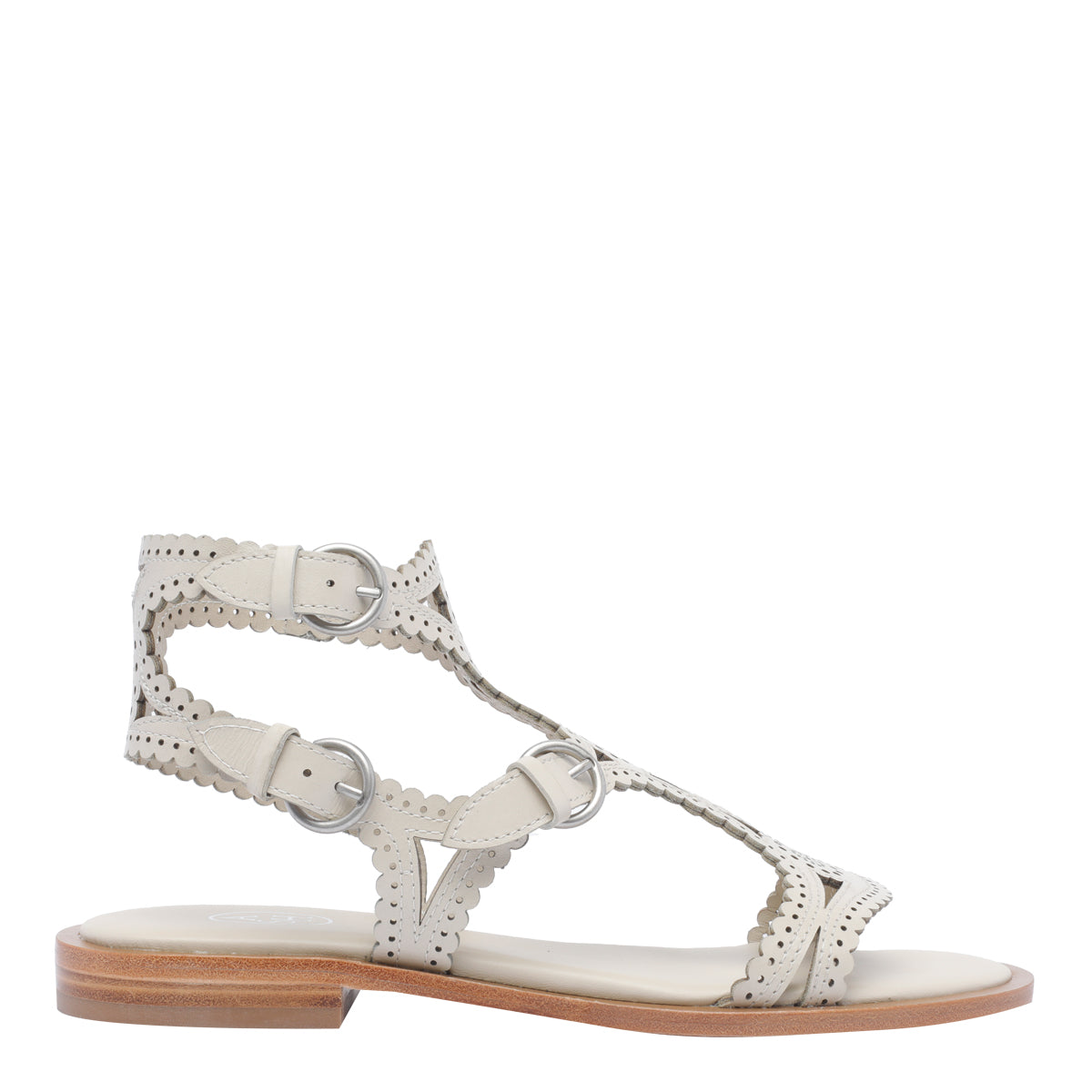 Ash Sandals White Calf Leather/leather Sole
