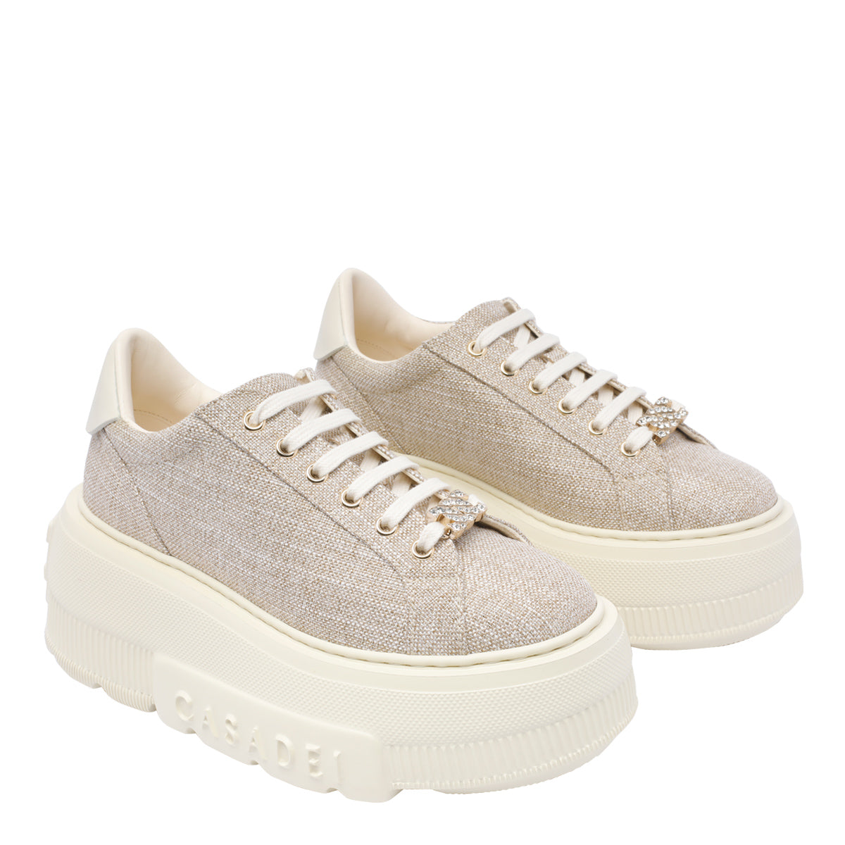 Casadei Sneakers Beige Fabric/rubber Sole