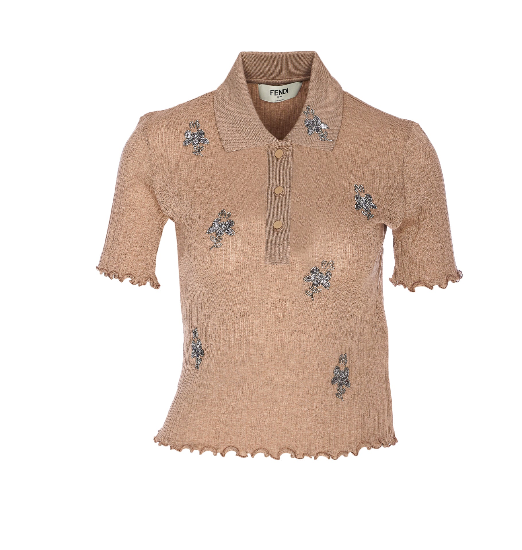 Fendi T-Shirts And Polos Beige Cotton