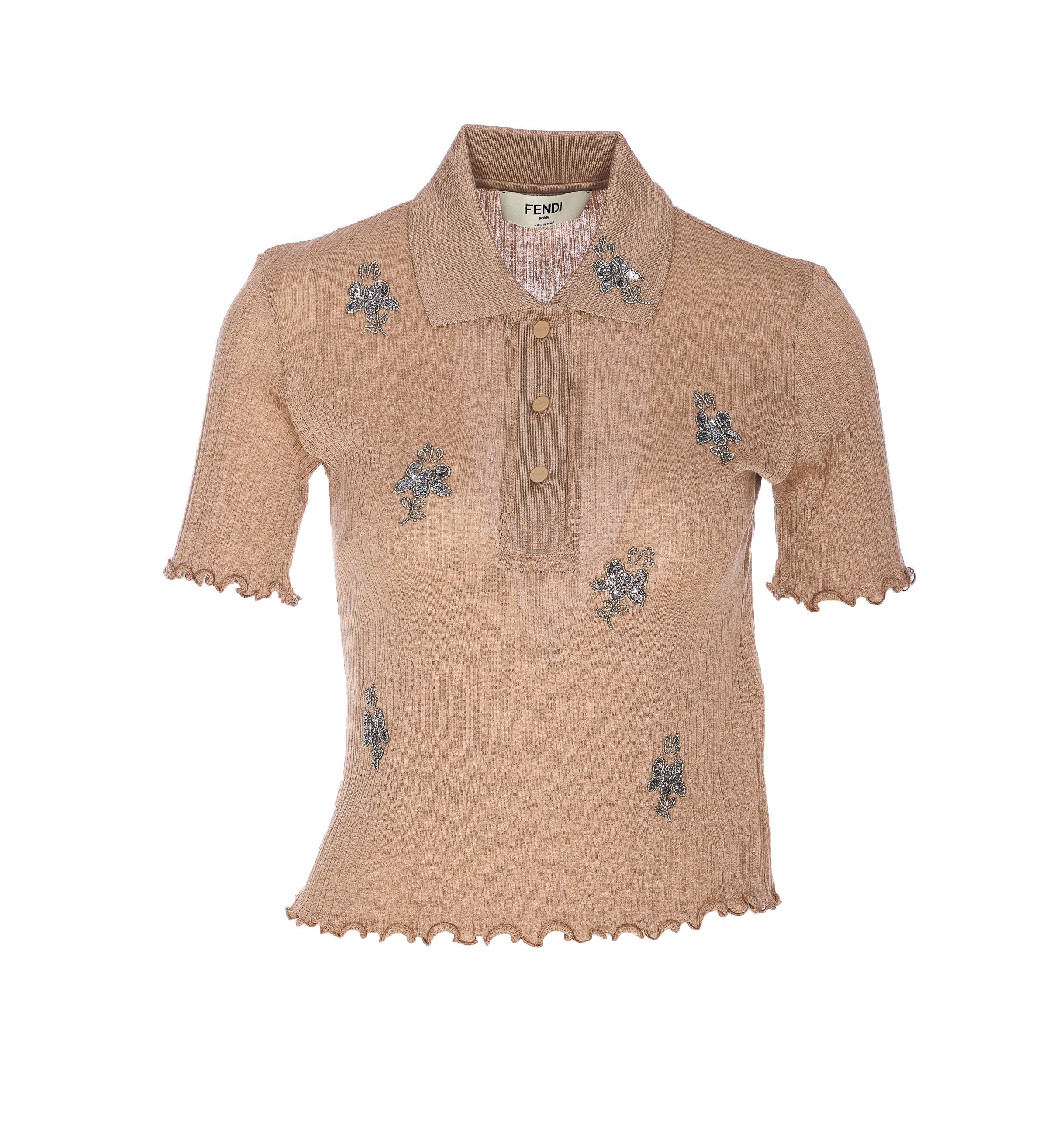Fendi T-Shirts And Polos Beige Cotton