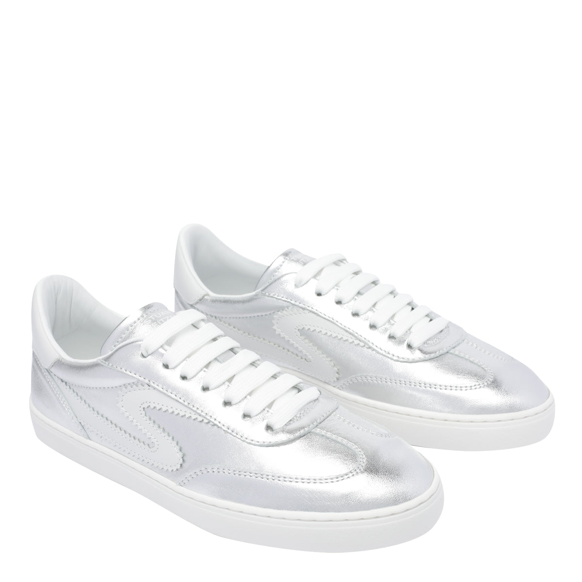 Stuart Weitzman Sneakers Silver Calf Leather/rubber Sole