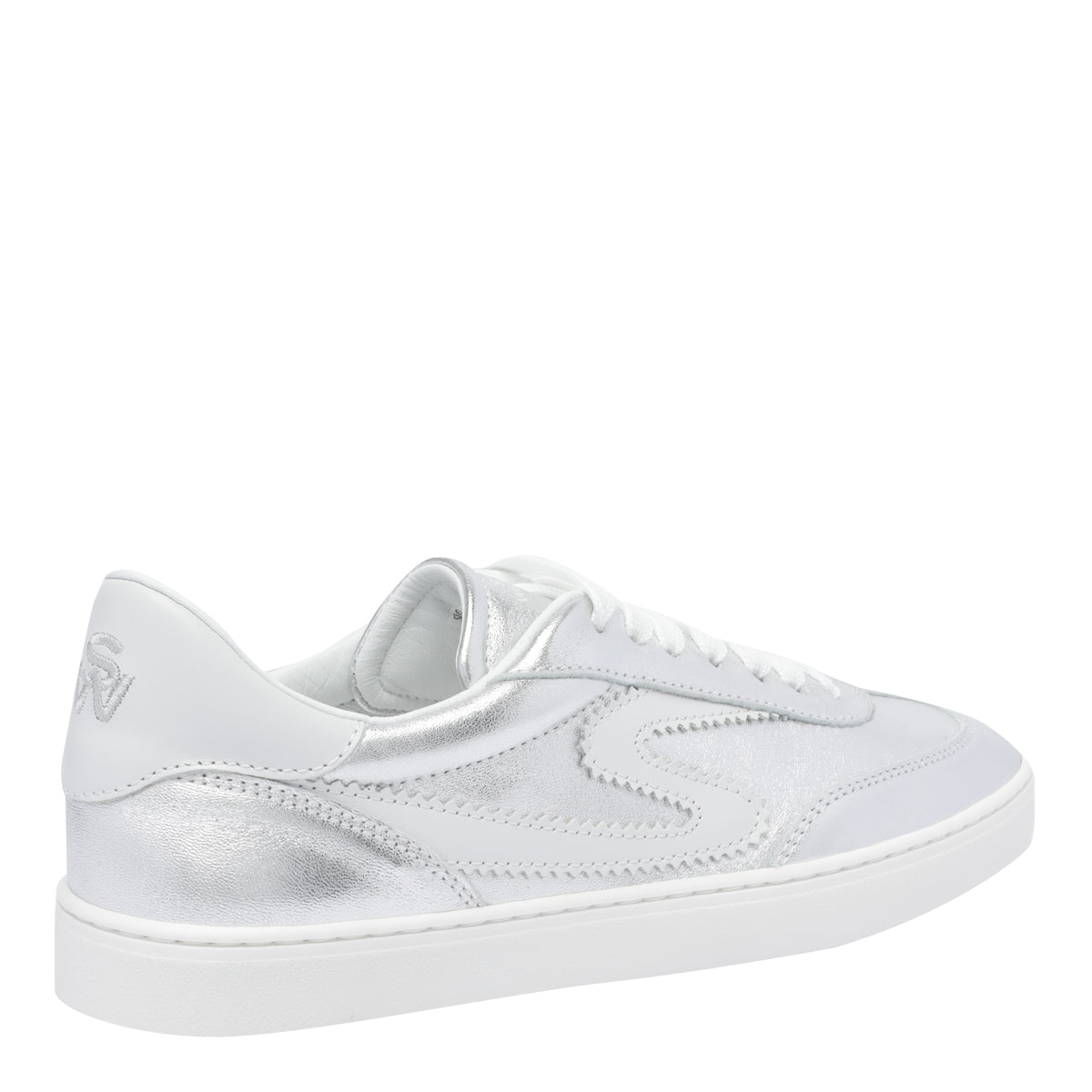 Stuart Weitzman Sneakers Silver Calf Leather/rubber Sole