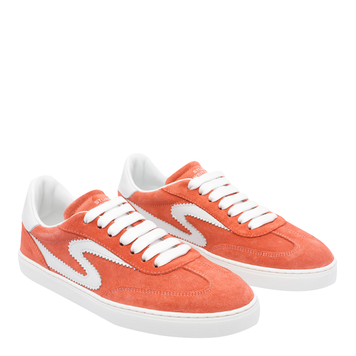 Stuart Weitzman Sneakers Orange Suede Leather/rubber Sole