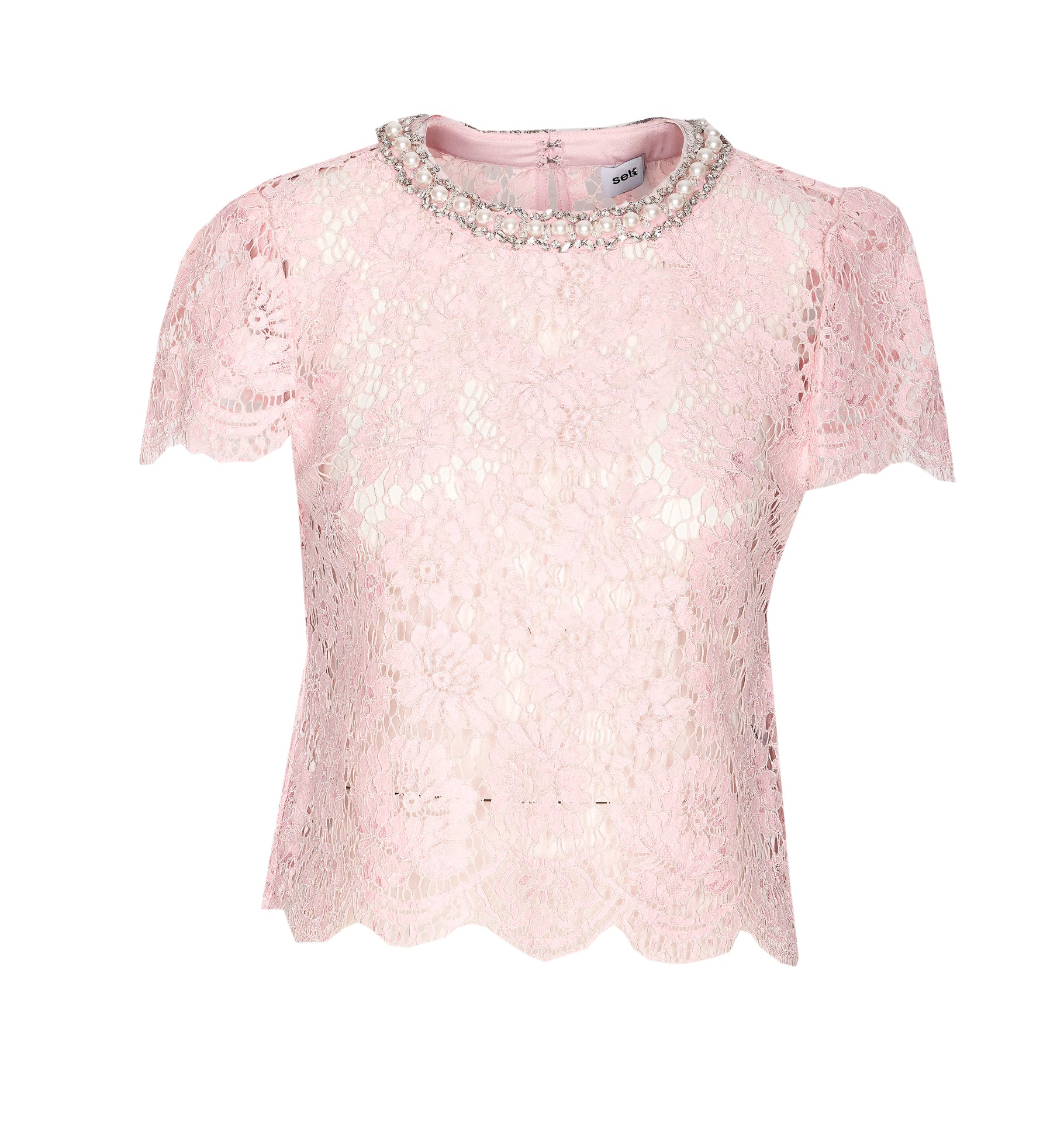 Self Portrait Top Pink Polyamide