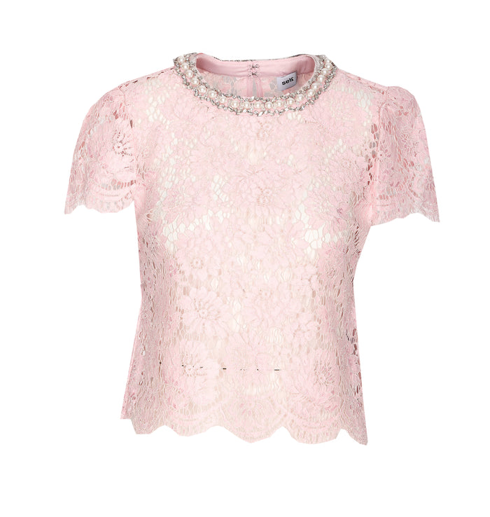 Self Portrait Top Pink Polyamide