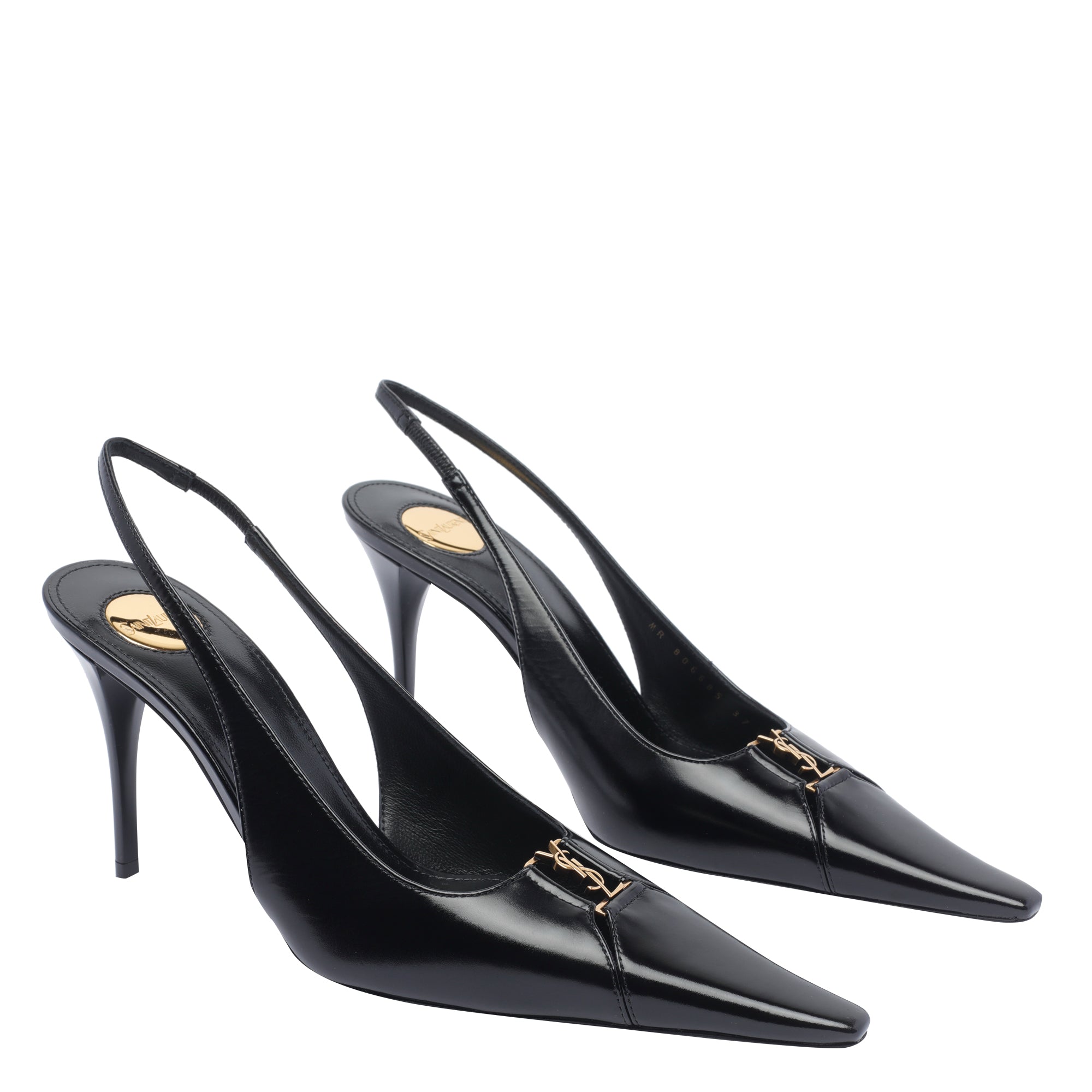 Saint Laurent With Heel Black Calf Leather/leather Sole
