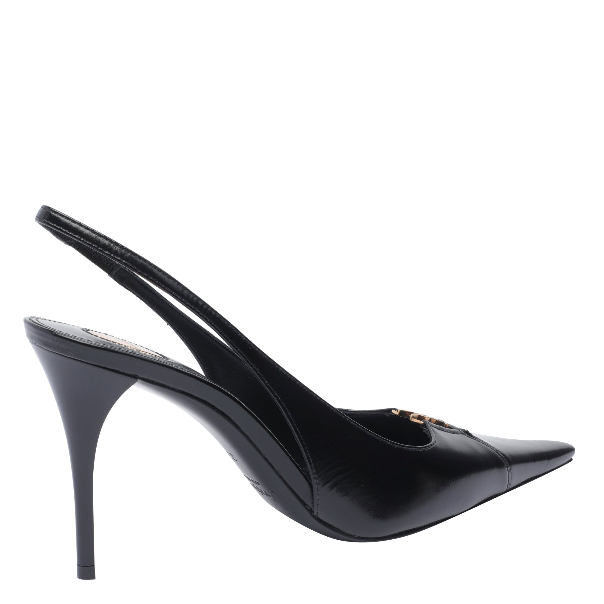 Saint Laurent With Heel Black Calf Leather/leather Sole