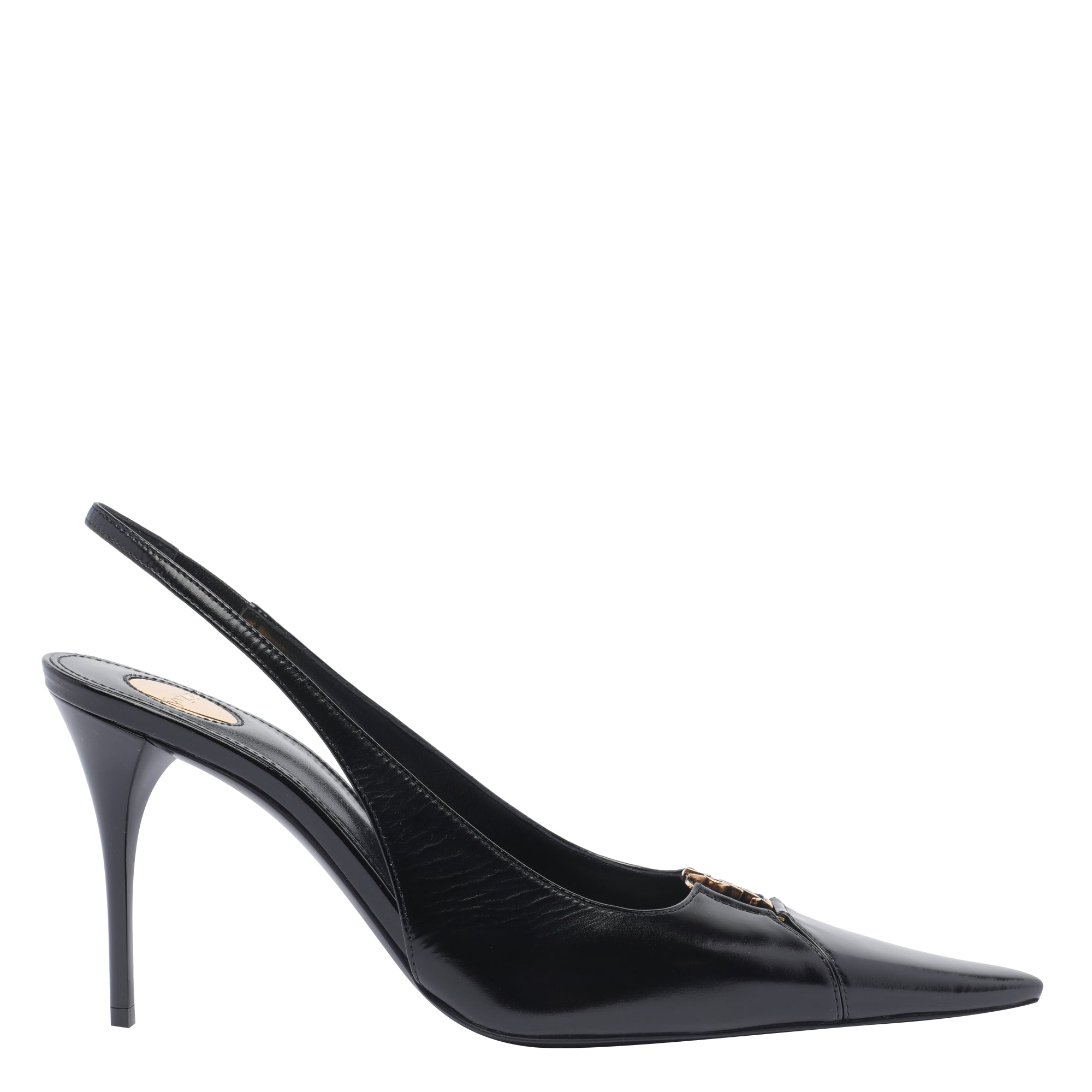 Saint Laurent With Heel Black Calf Leather/leather Sole