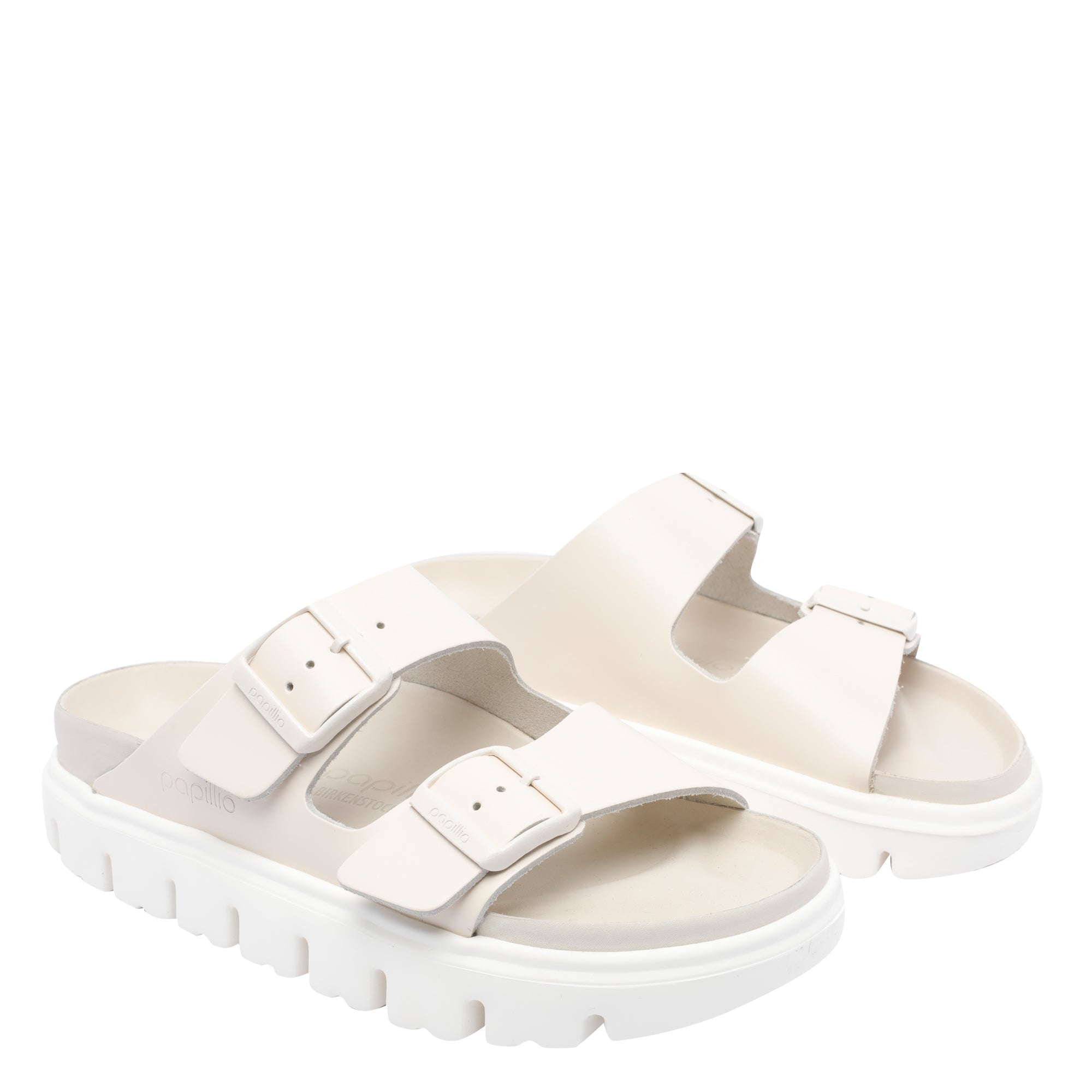 Birkenstock Sandals White Calf Leather/rubber Sole