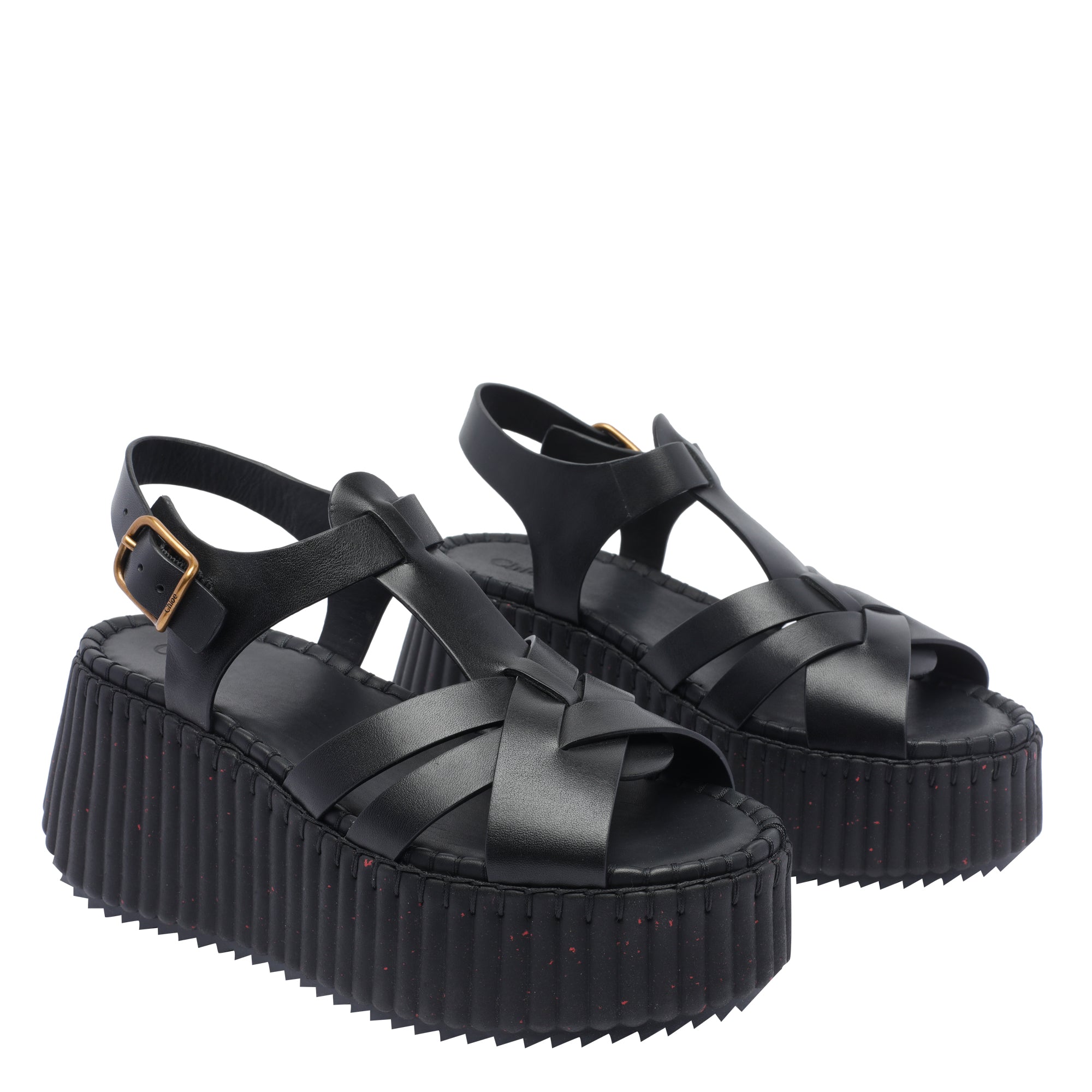 Chloè Sandals Black Calf Leather/rubber Sole