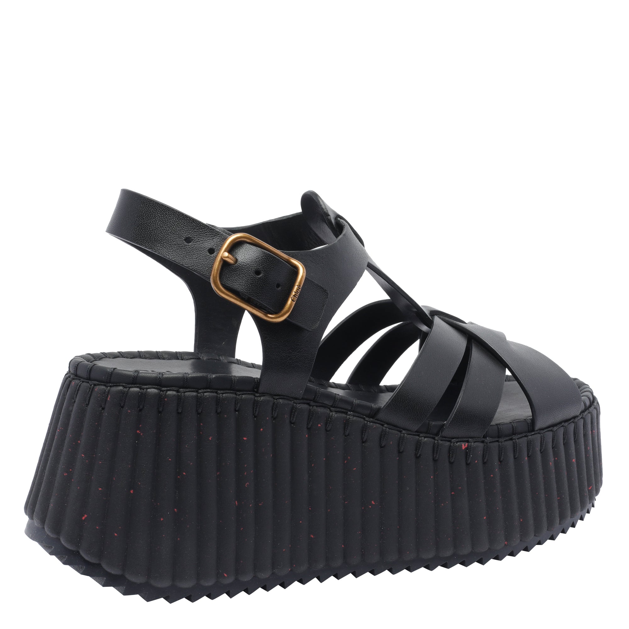 Chloè Sandals Black Calf Leather/rubber Sole