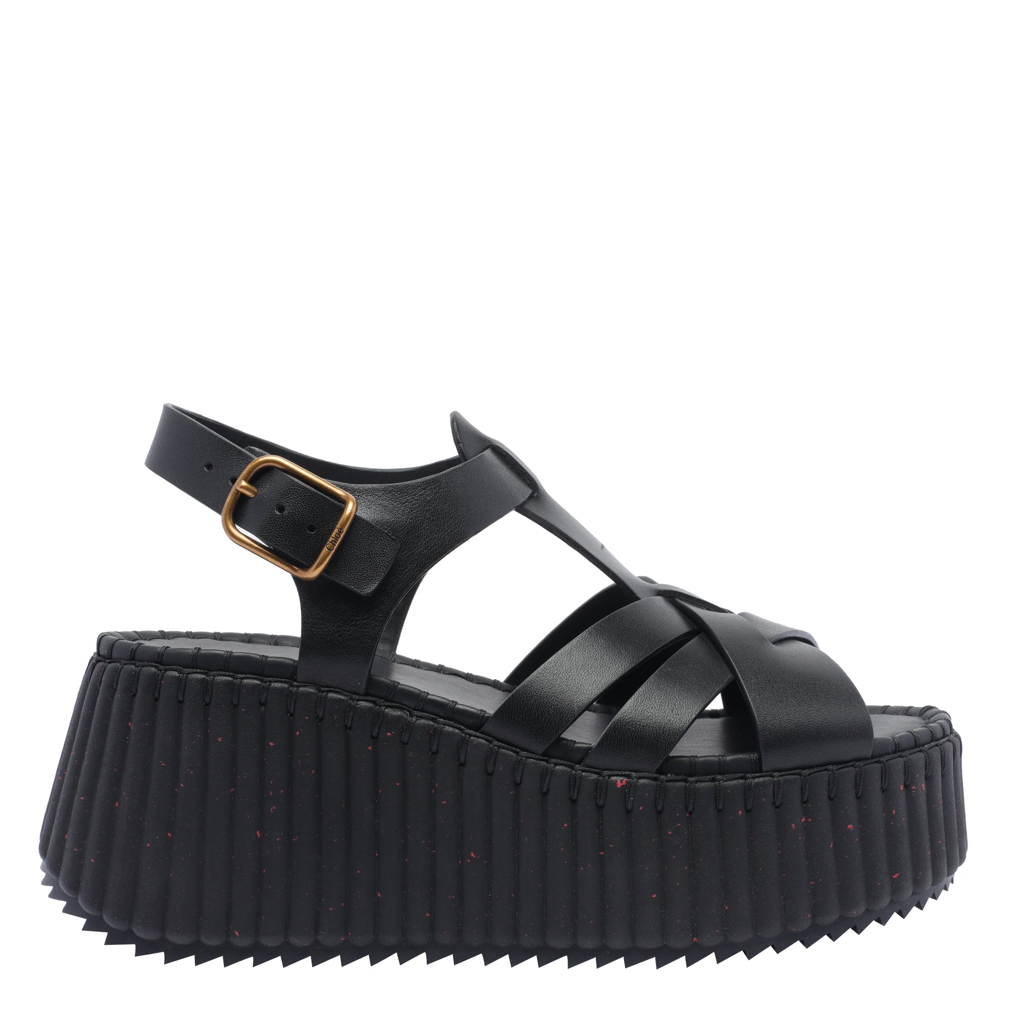 Chloè Sandals Black Calf Leather/rubber Sole