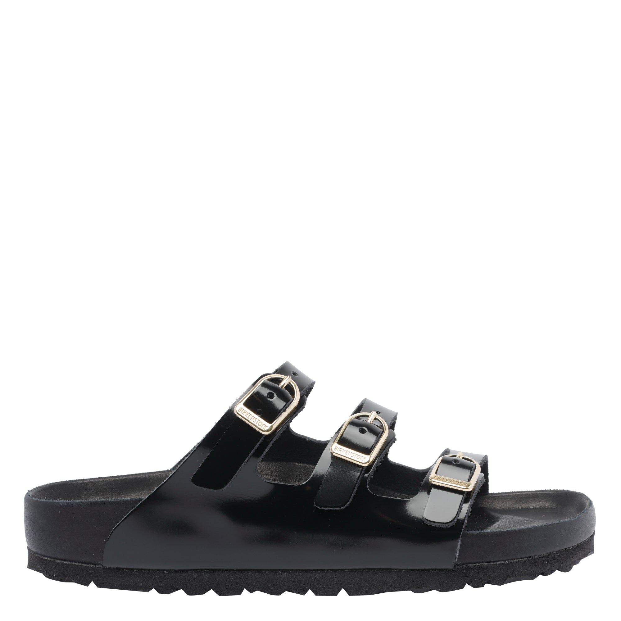 Birkenstock Sandals Black Patent Leather/rubber Sole