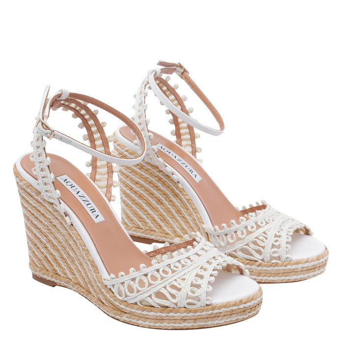 Aquazzura Sandals White Fabric/leather Sole