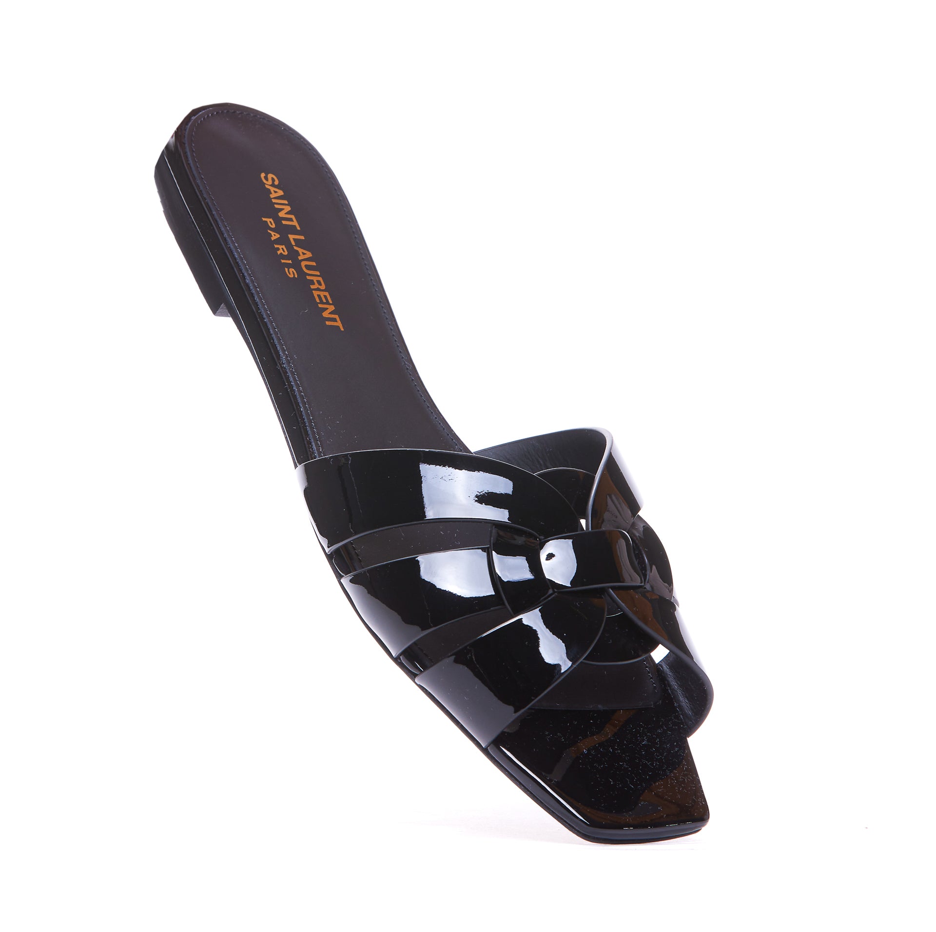 Saint Laurent Sandals Black Patent Leather/leather Sole