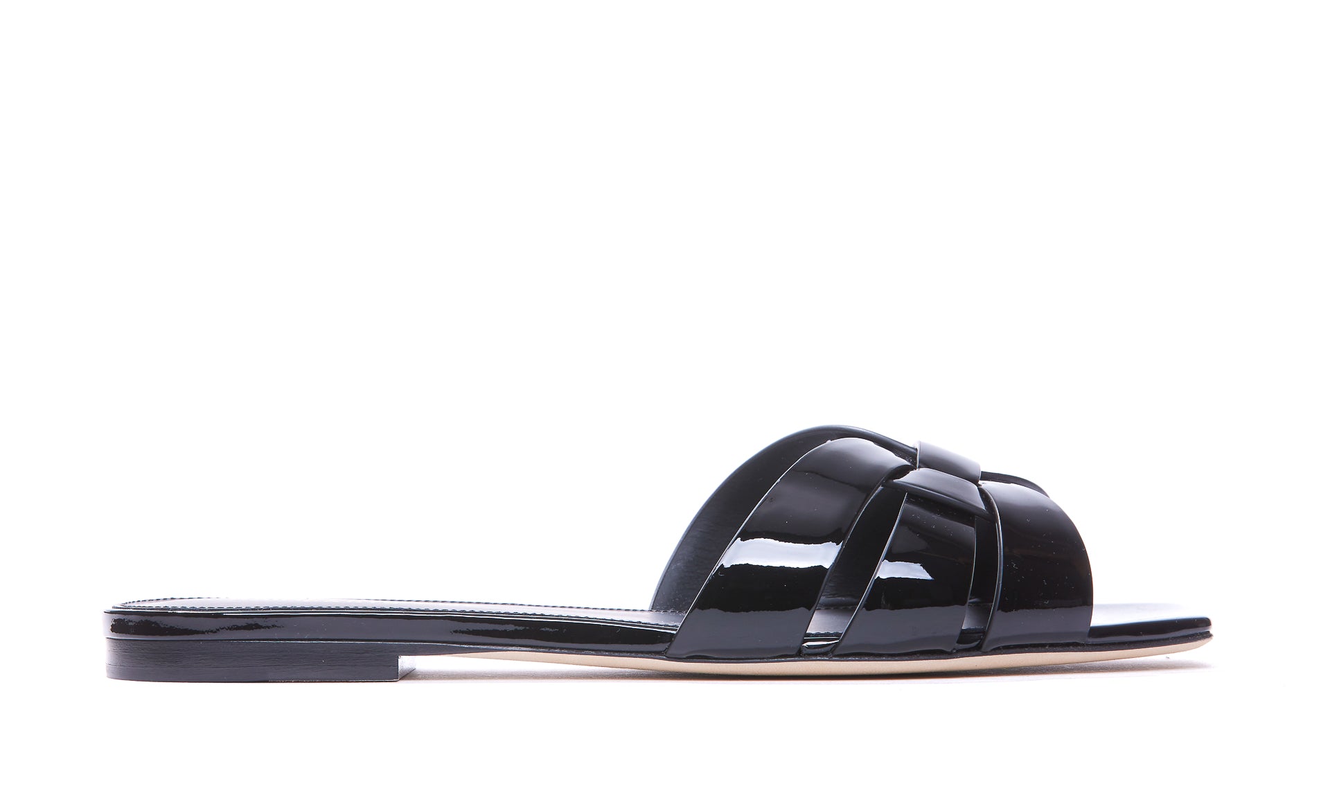 Saint Laurent Sandals Black Patent Leather/leather Sole