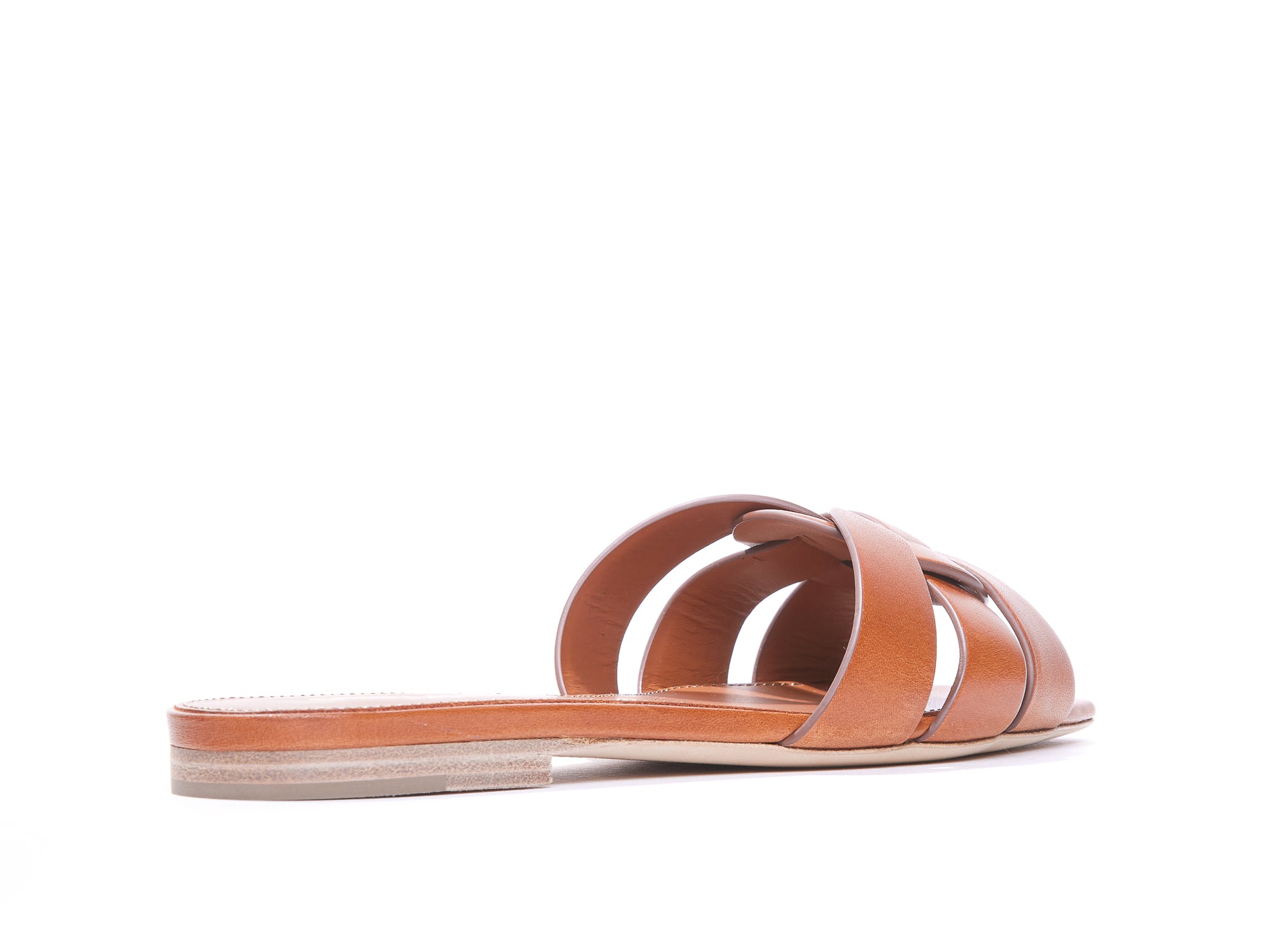 Saint Laurent Sandals Brown Calf Leather/leather Sole