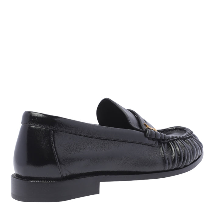 Saint Laurent Flat Shoes Black Calf Leather/leather Sole