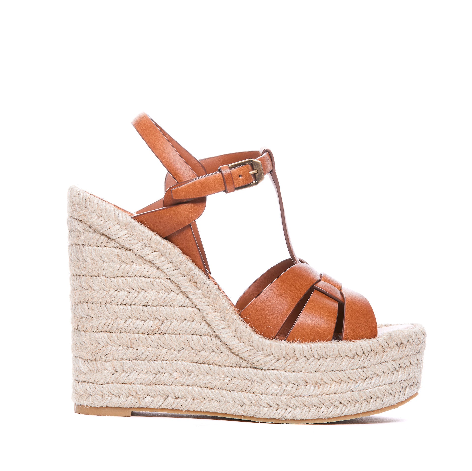 Saint Laurent Sandals Brown Calf Leather/rubber Sole