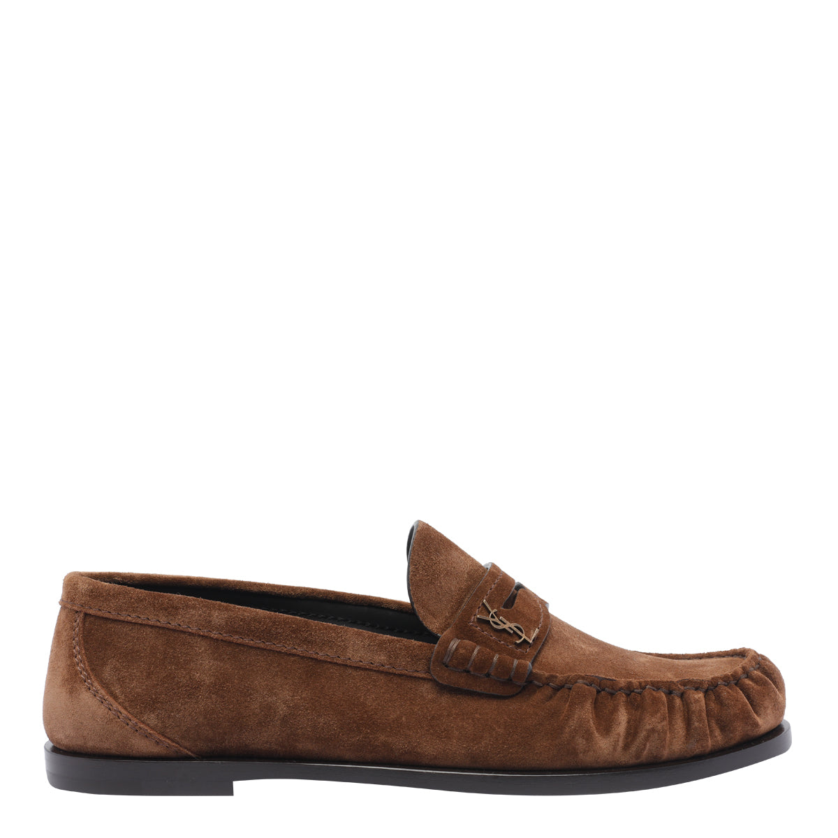Saint Laurent Flat Shoes Brown Suede Leather/leather Sole