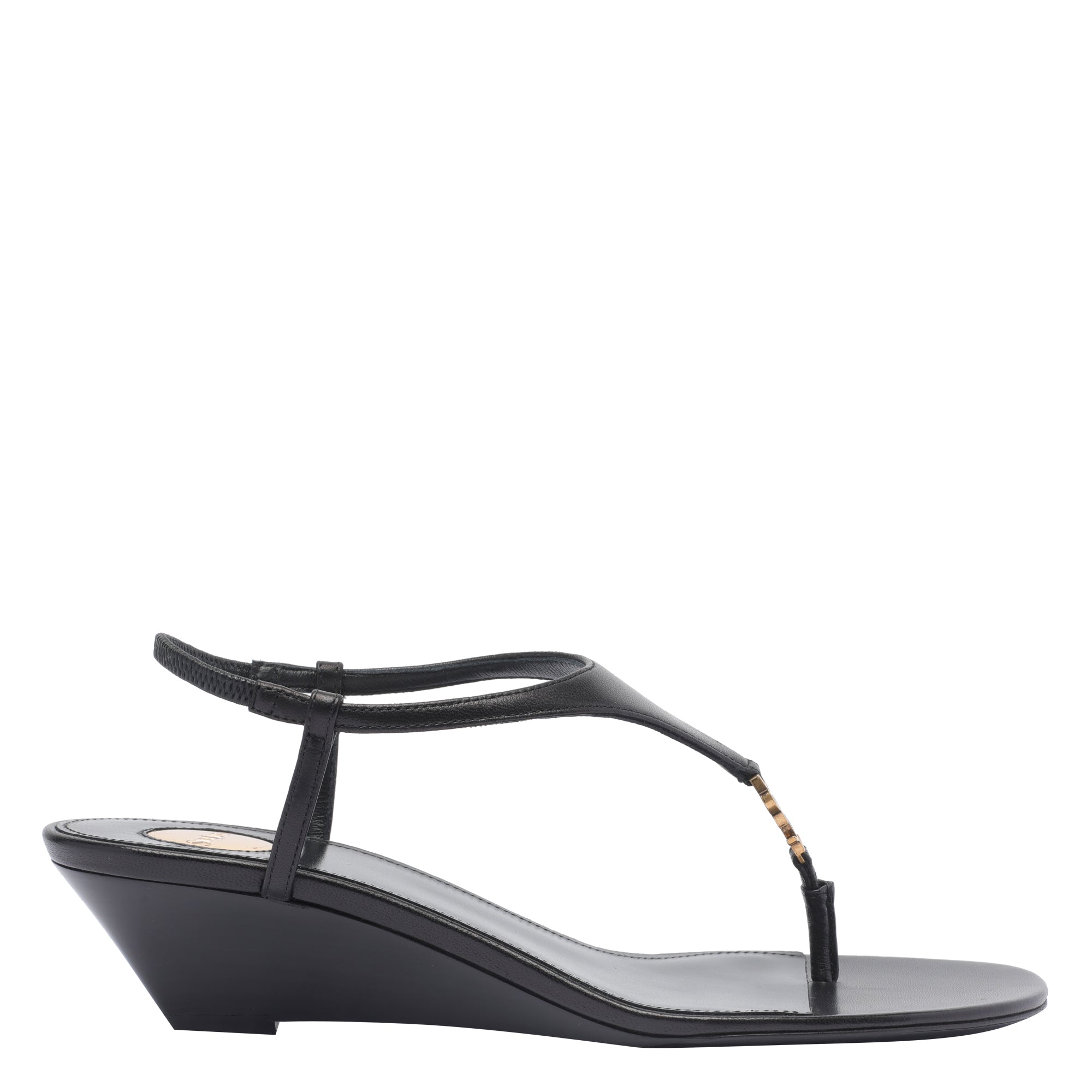 Saint Laurent Sandals Black Calf Leather/leather Sole