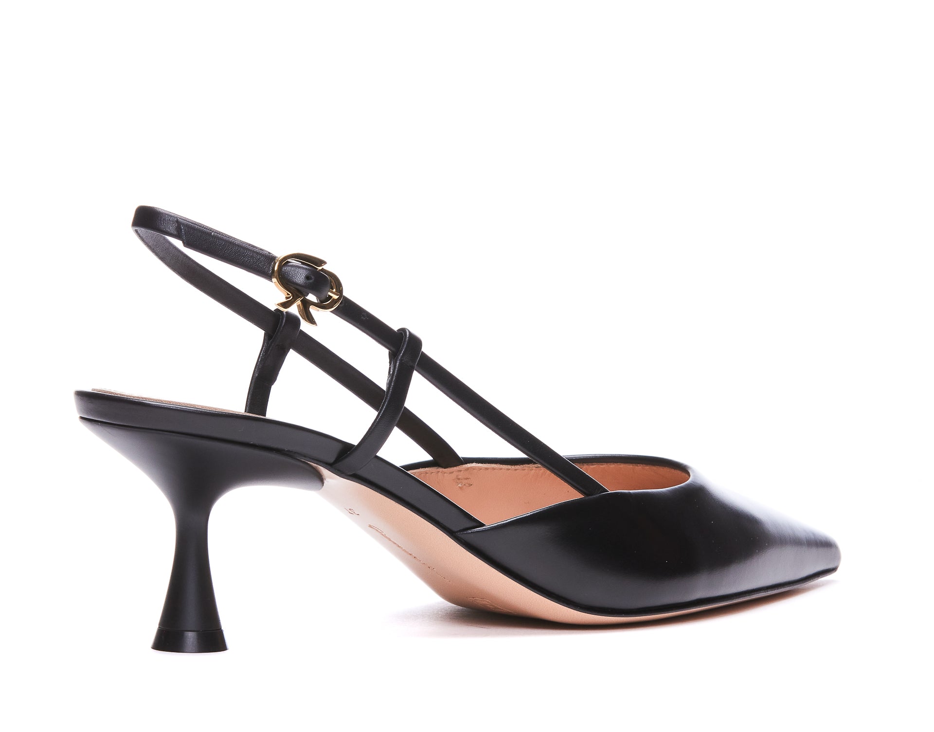 Gianvito Rossi With Heel Black Calf Leather/leather Sole