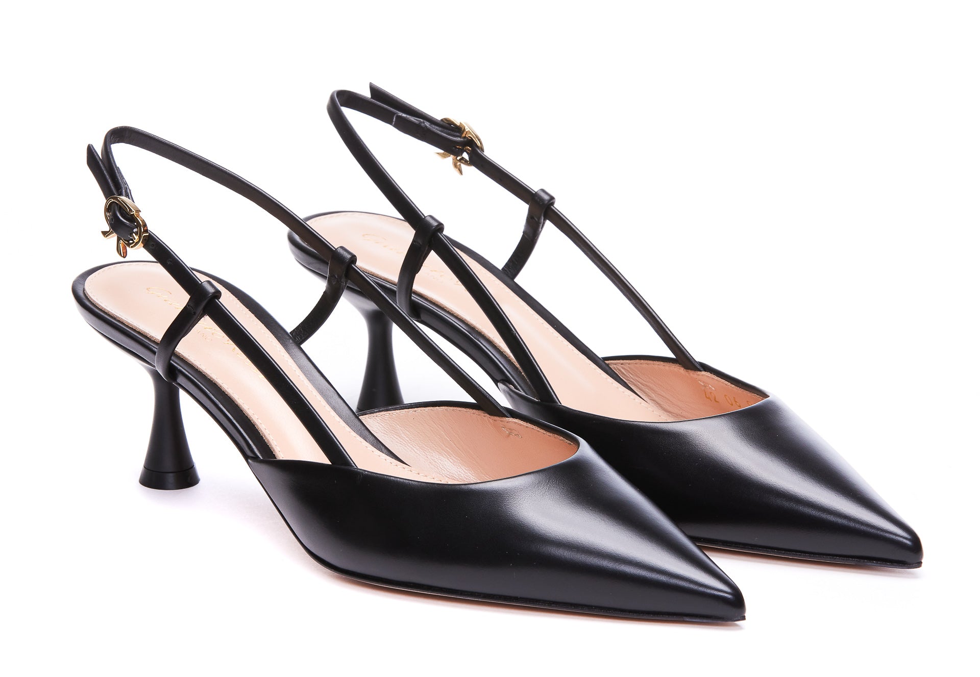 Gianvito Rossi With Heel Black Calf Leather/leather Sole