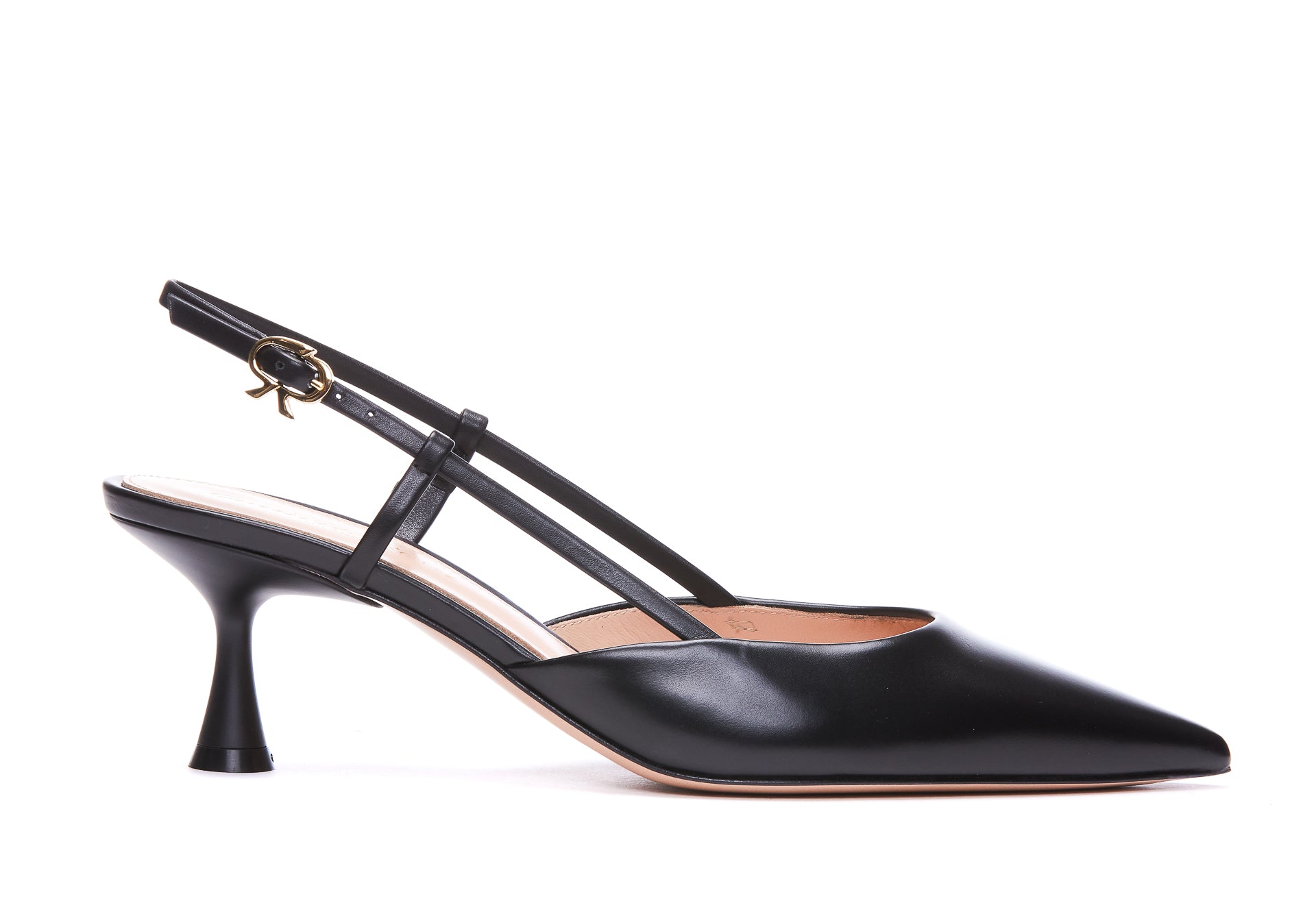 Gianvito Rossi With Heel Black Calf Leather/leather Sole