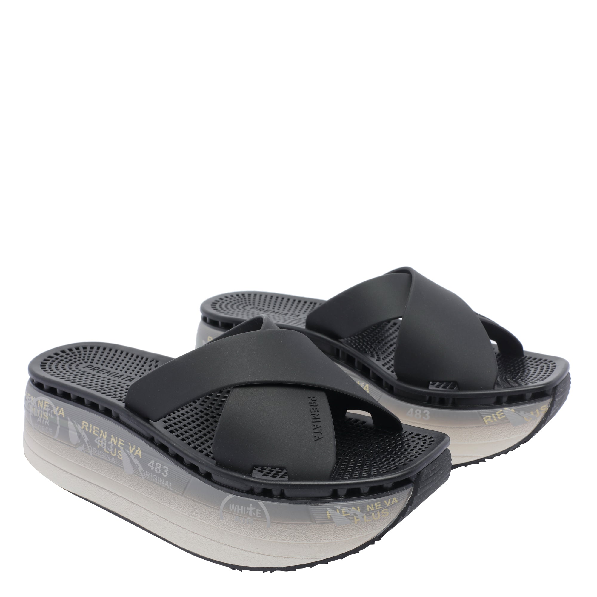 Premiata Sandals Black Rubber/rubber Sole