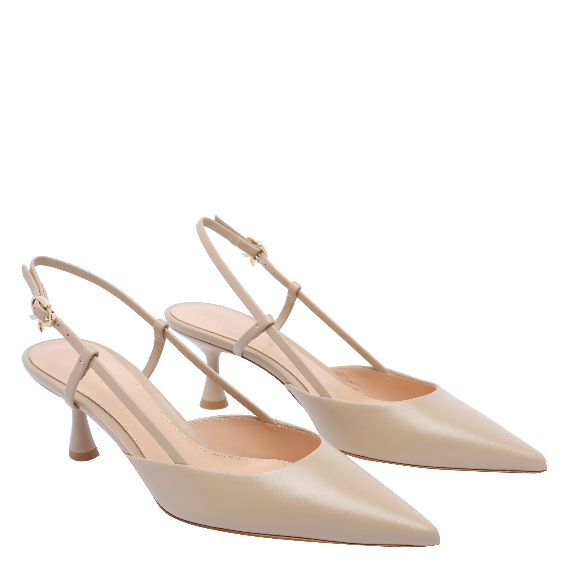 Gianvito Rossi With Heel Beige Calf Leather/leather Sole