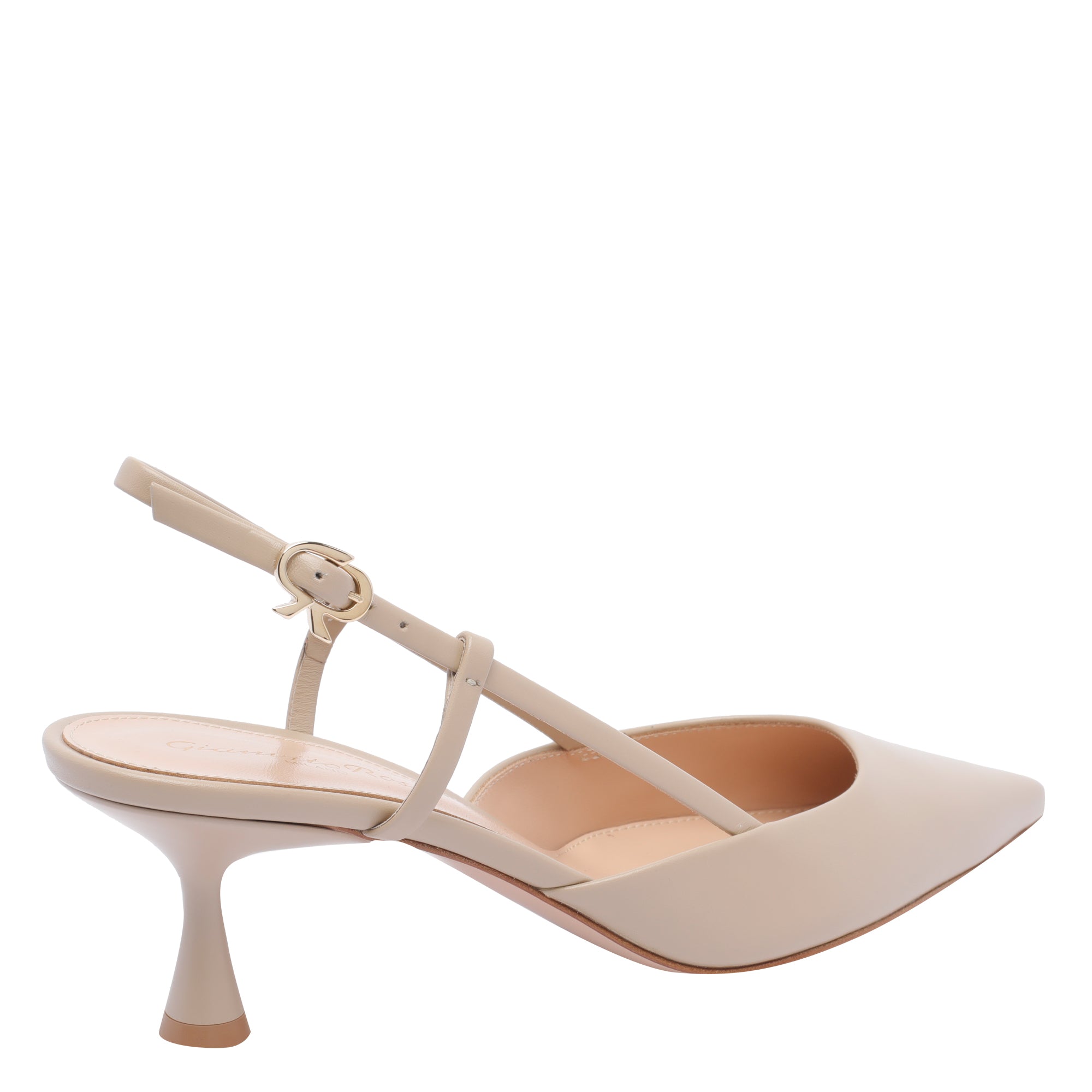 Gianvito Rossi With Heel Beige Calf Leather/leather Sole