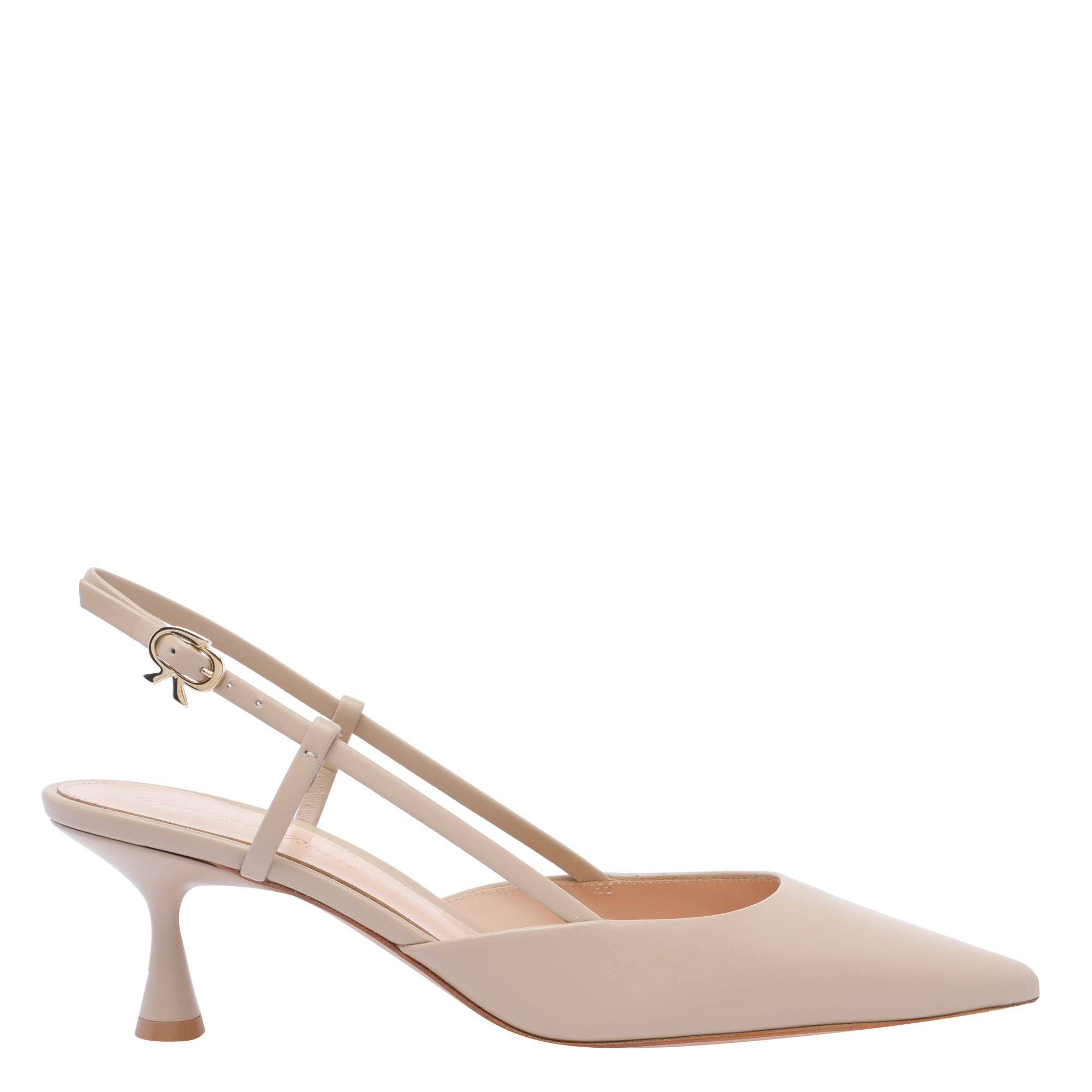 Gianvito Rossi With Heel Beige Calf Leather/leather Sole