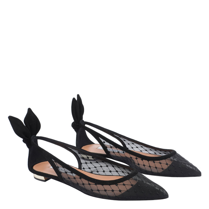 Aquazzura Flat Shoes Black Fabric