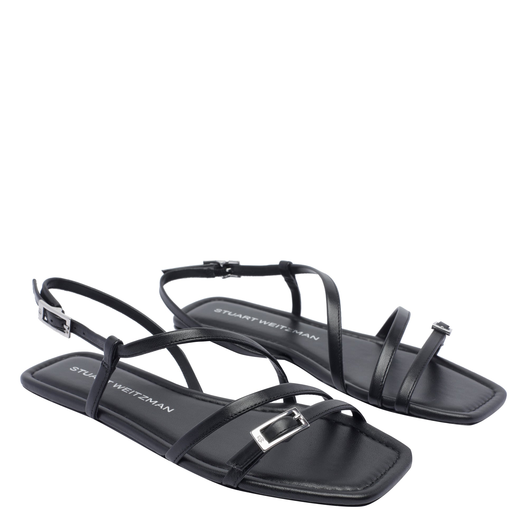 Stuart Weitzman Sandals Black Calf Leather/leather Sole