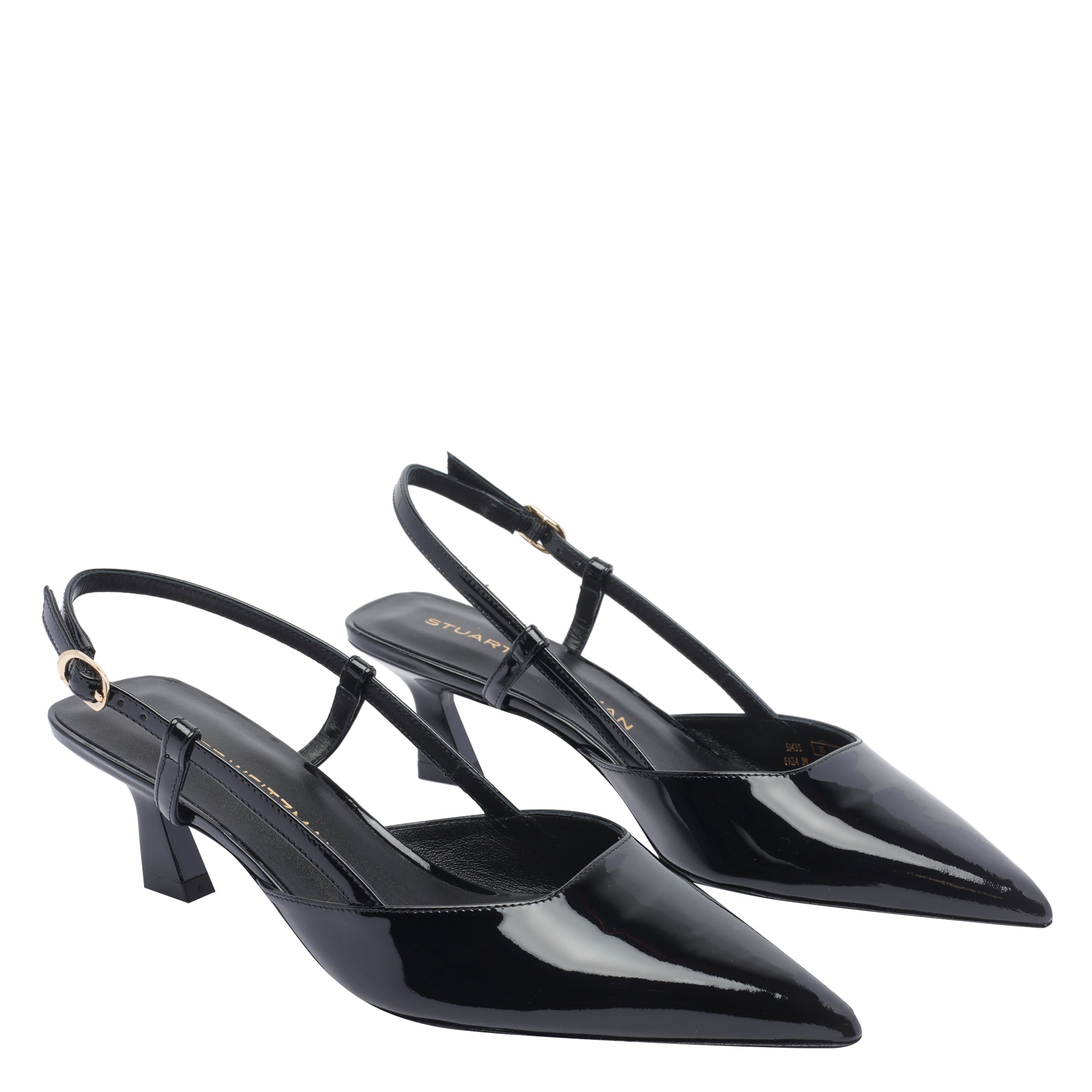 Stuart Weitzman With Heel Black Calf Leather/leather Sole
