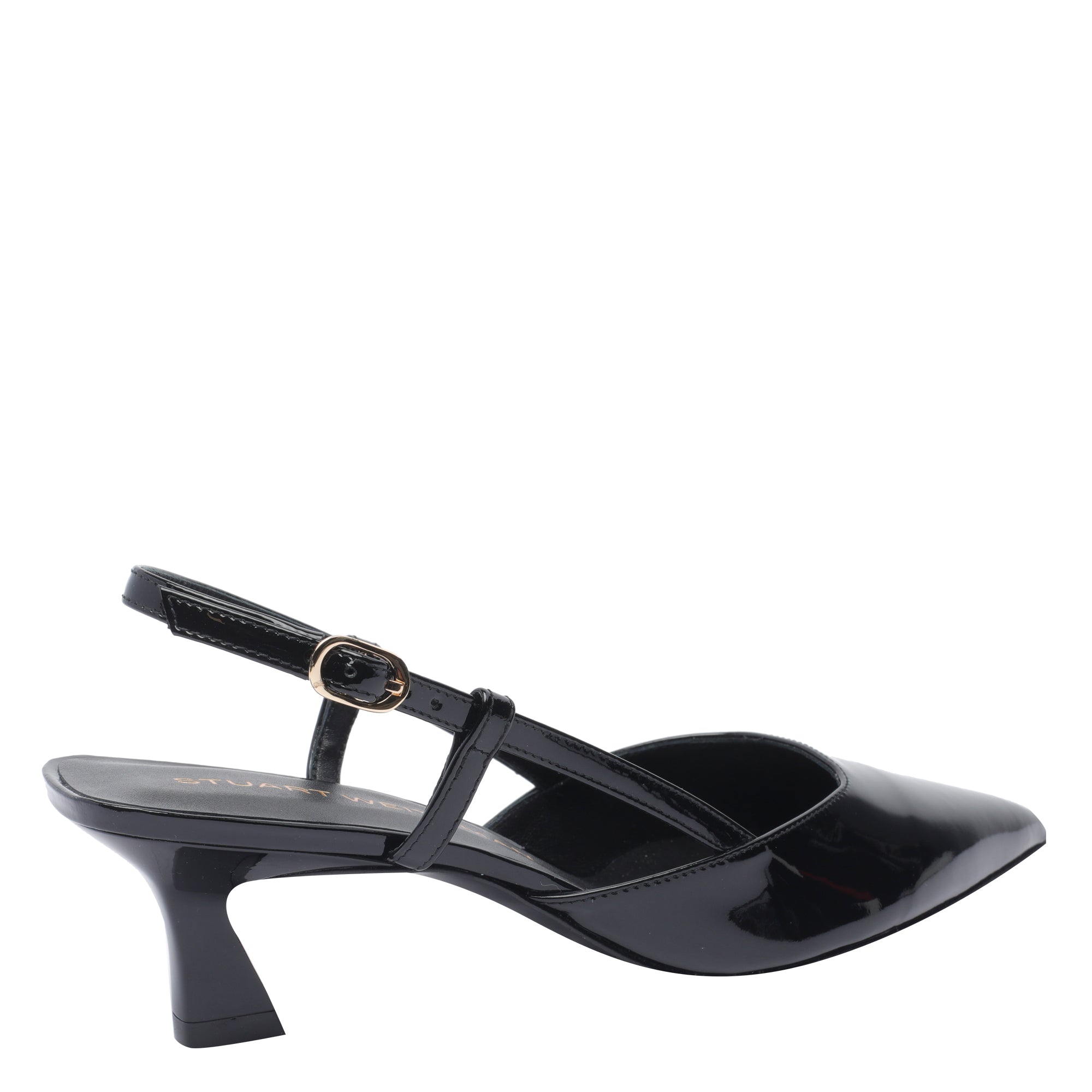 Stuart Weitzman With Heel Black Calf Leather/leather Sole