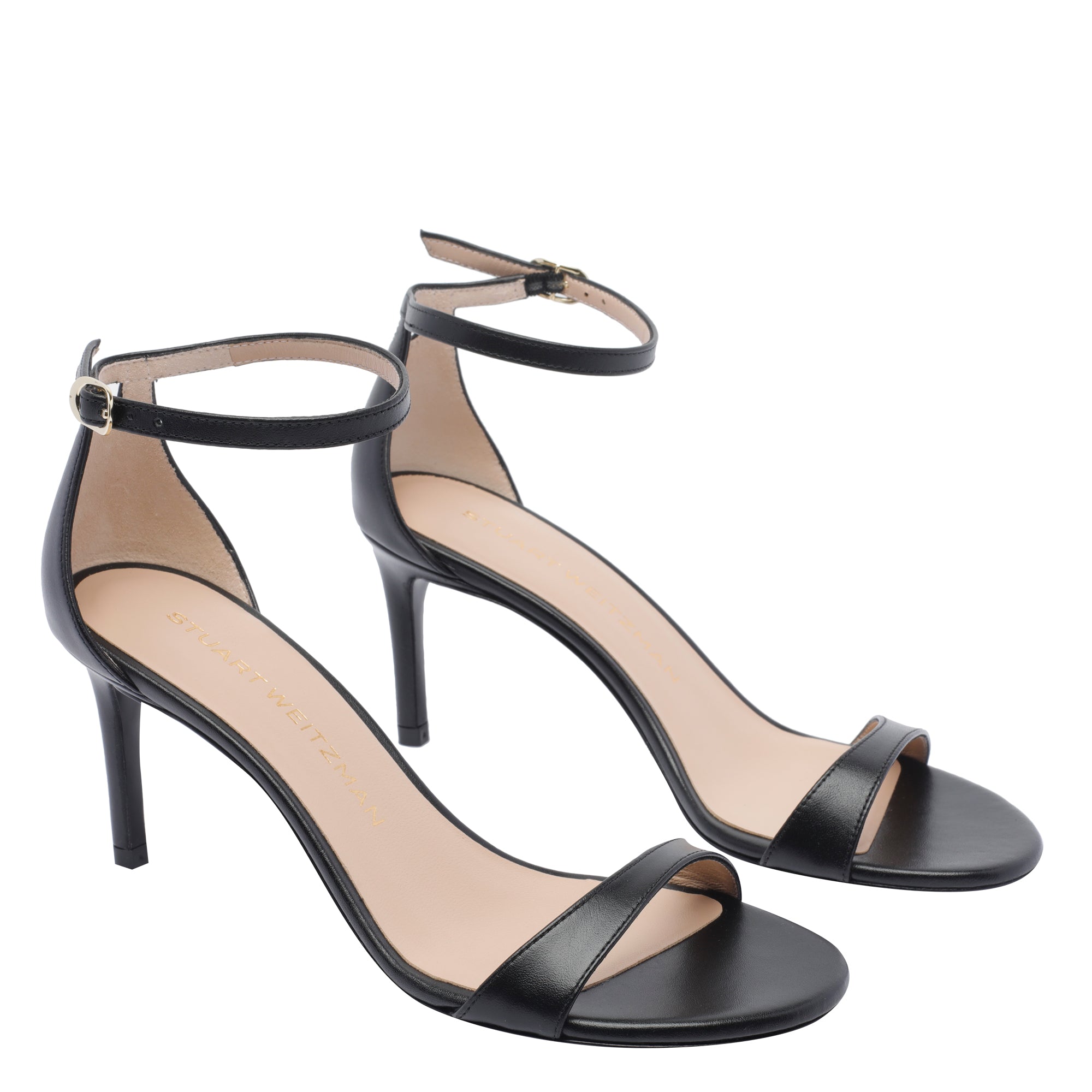 Stuart Weitzman With Heel Black Calf Leather/leather Sole