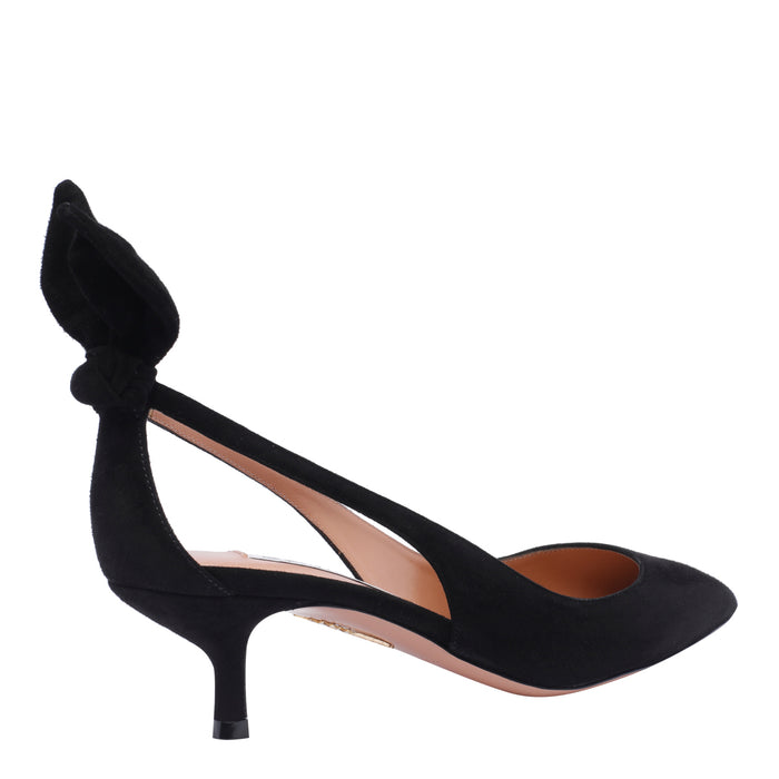 Aquazzura With Heel Black Suede Leather/leather Sole