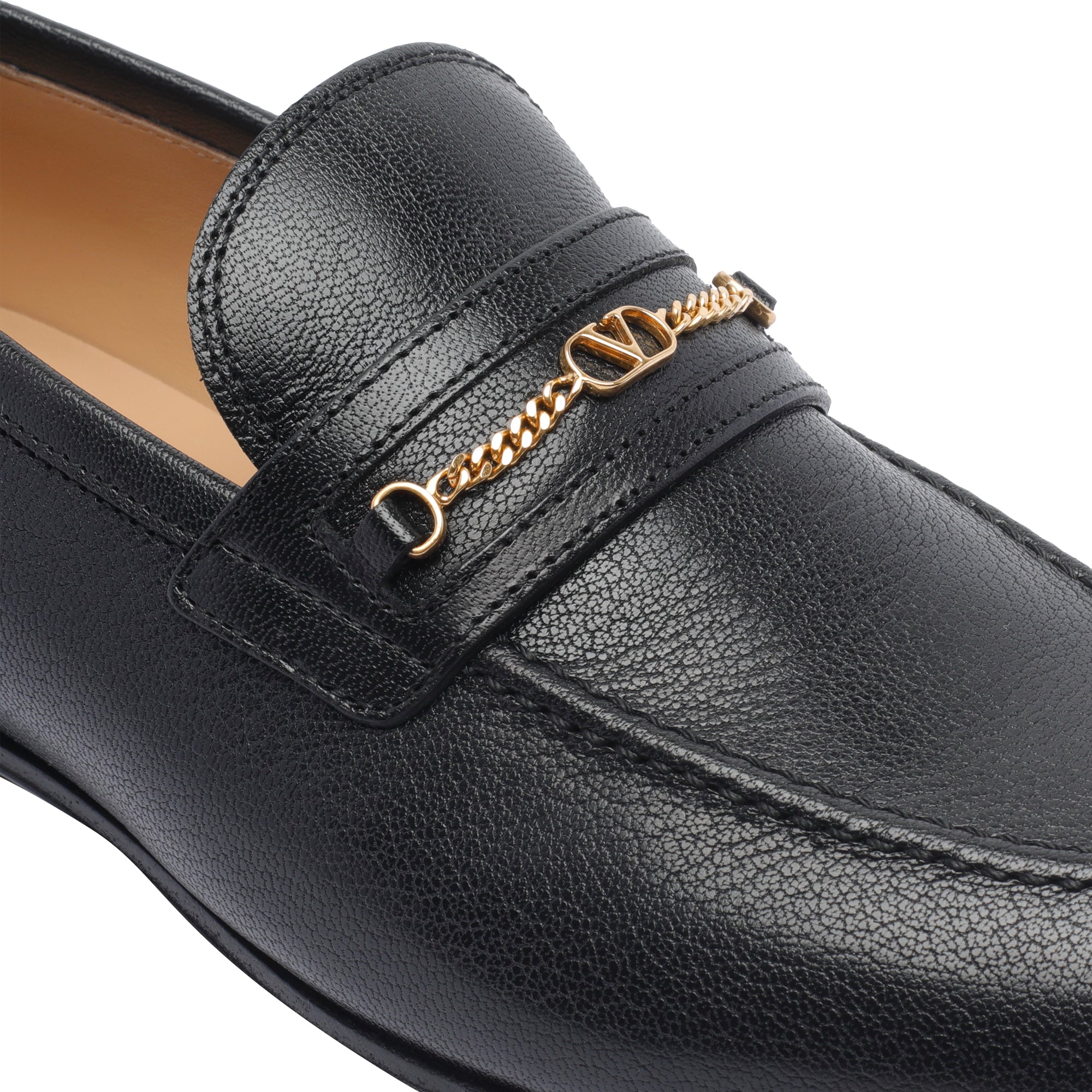 Valentino Garavani Flat Shoes Black Calf Leather/leather Sole