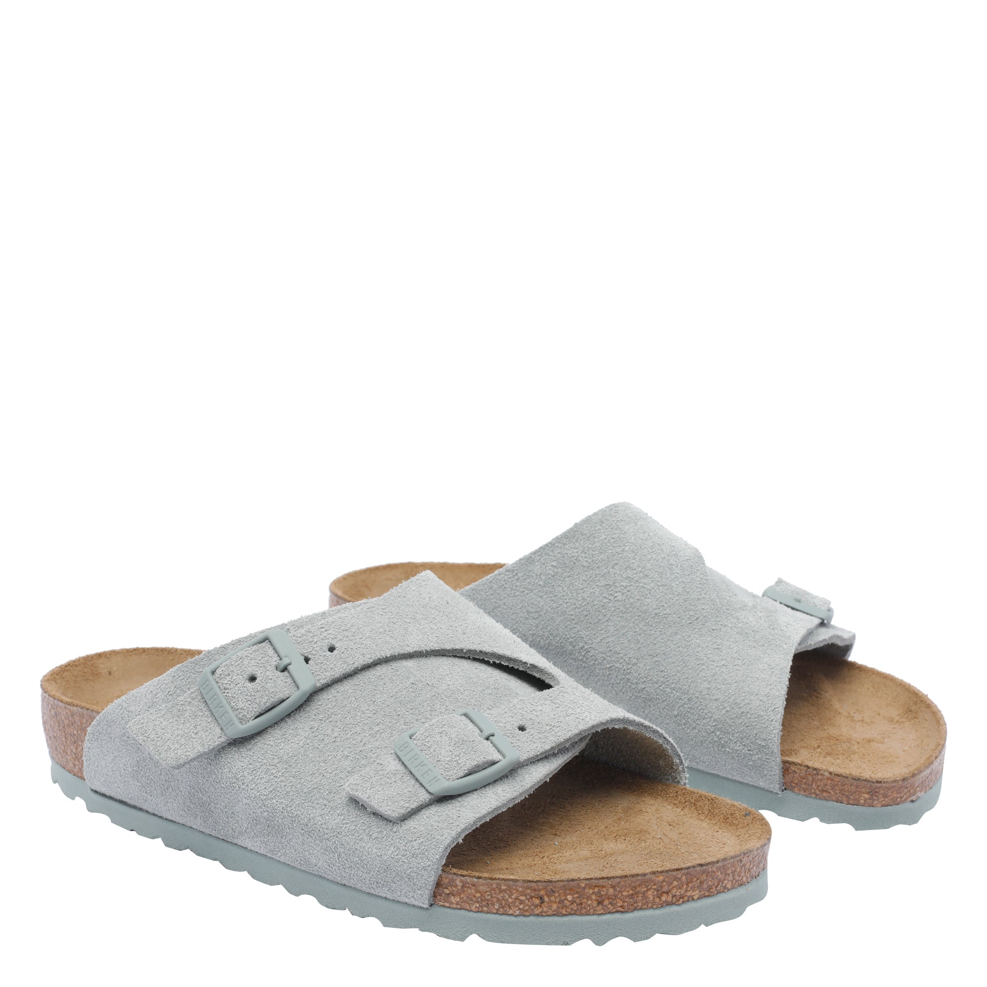 Birkenstock Sandals Blue Suede Leather/rubber Sole