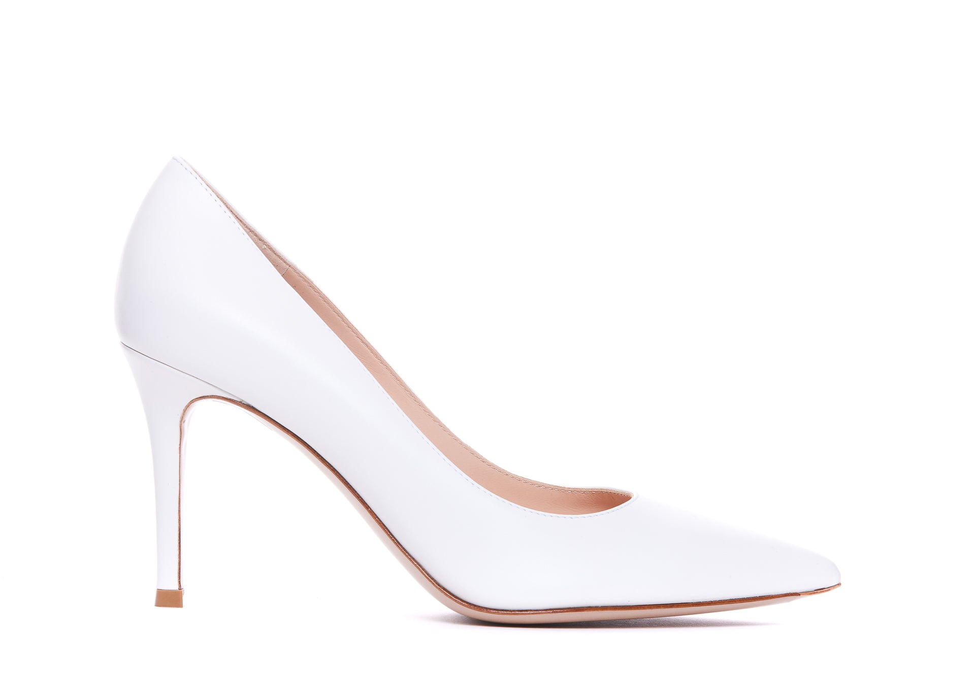 Gianvito Rossi With Heel White Calf Leather/leather Sole