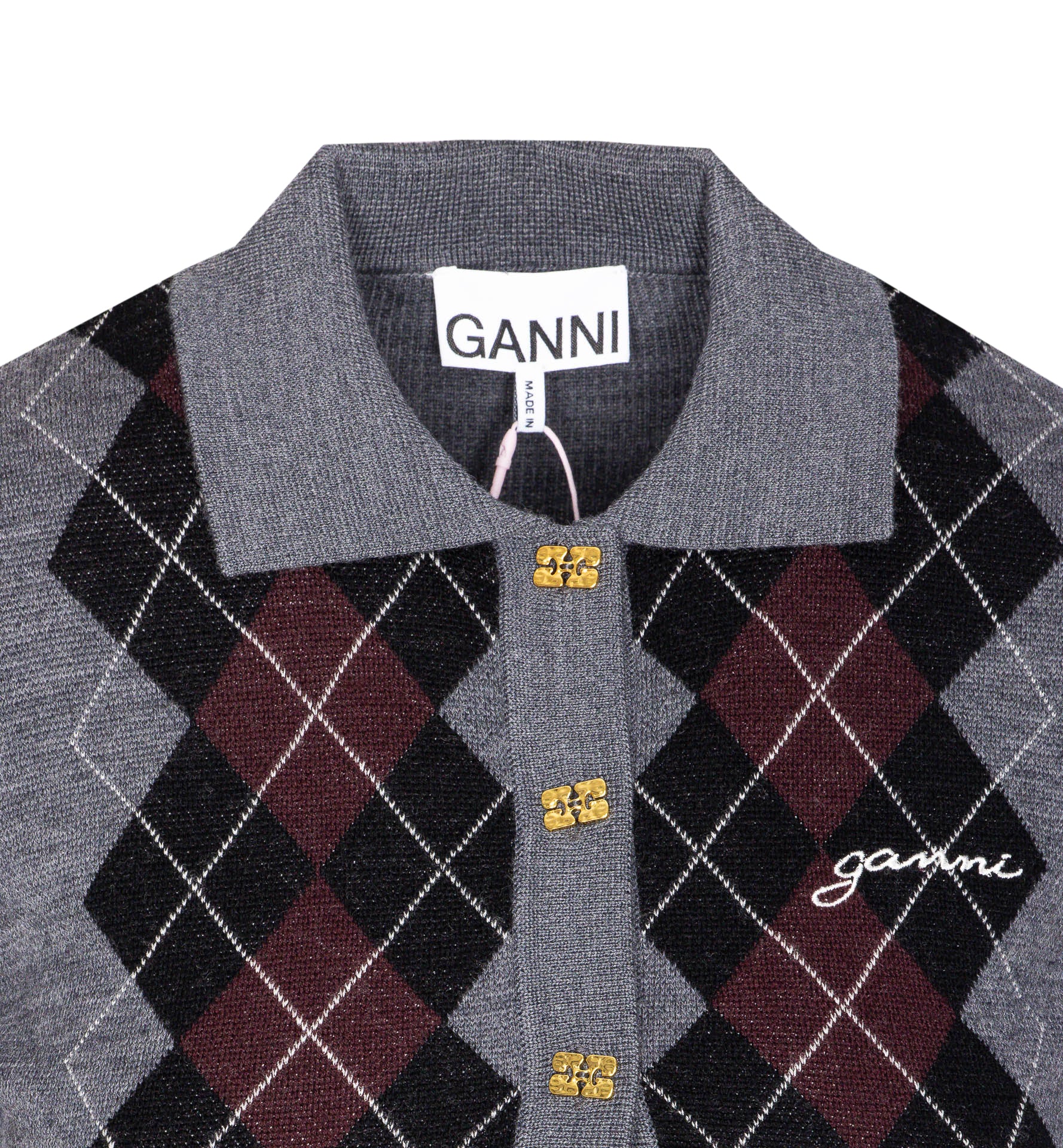 Ganni T-Shirts And Polos Grey Merino Wool